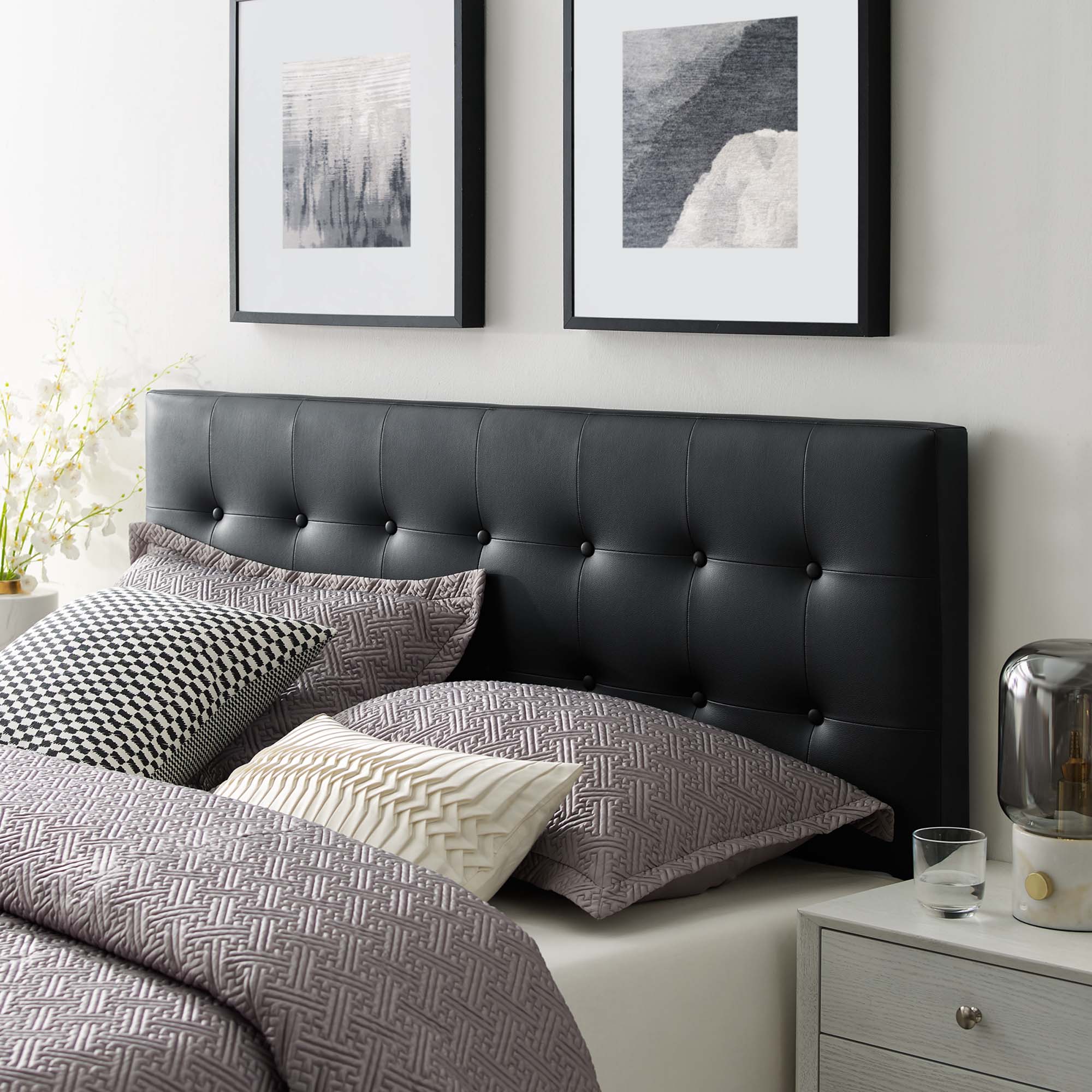 Tufted Upholstered Vinyl Headboard - Image 28