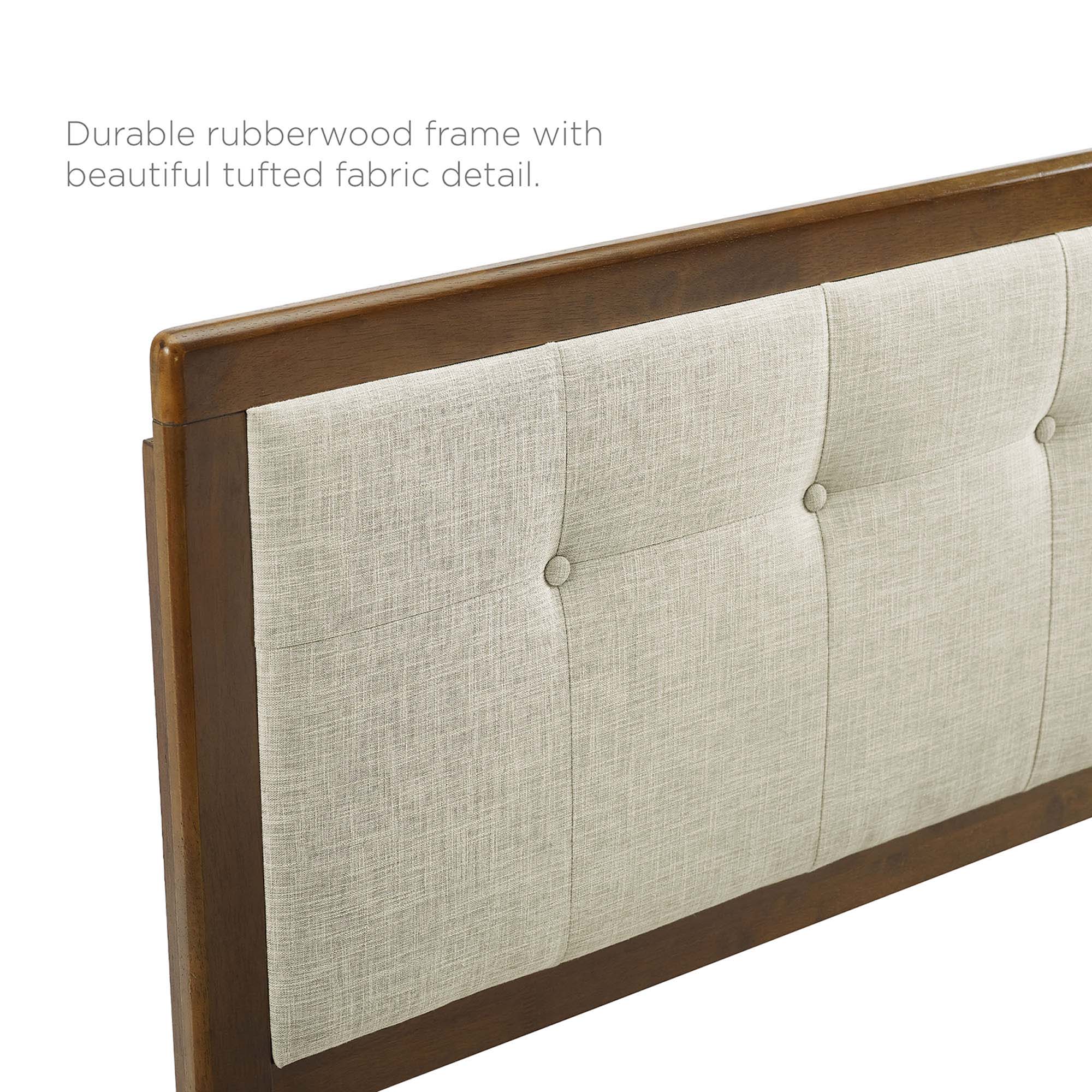 Tufted Wood Platform Bed with Angular Frame - Image 2