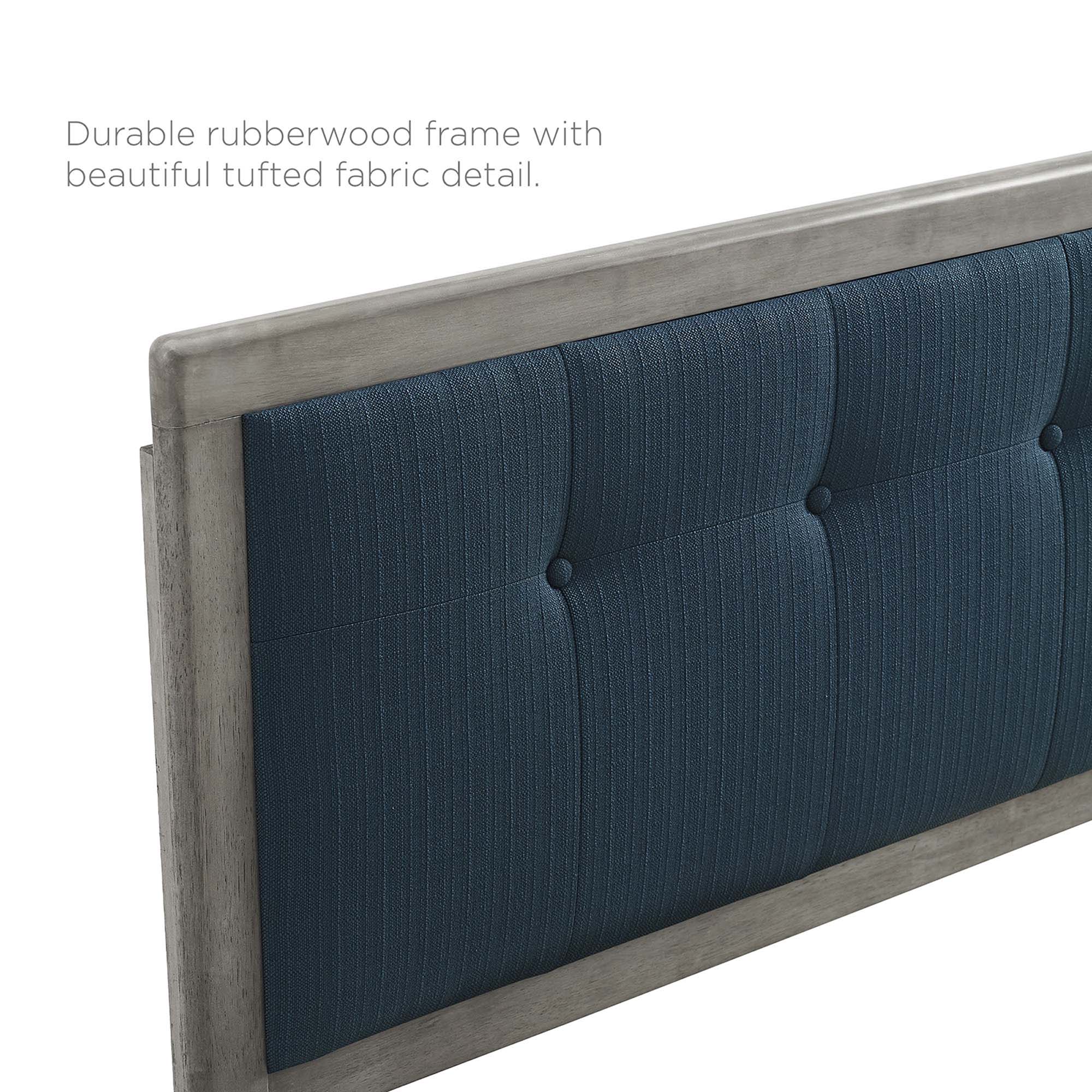 Tufted Wood Platform Bed with Angular Frame - Image 22
