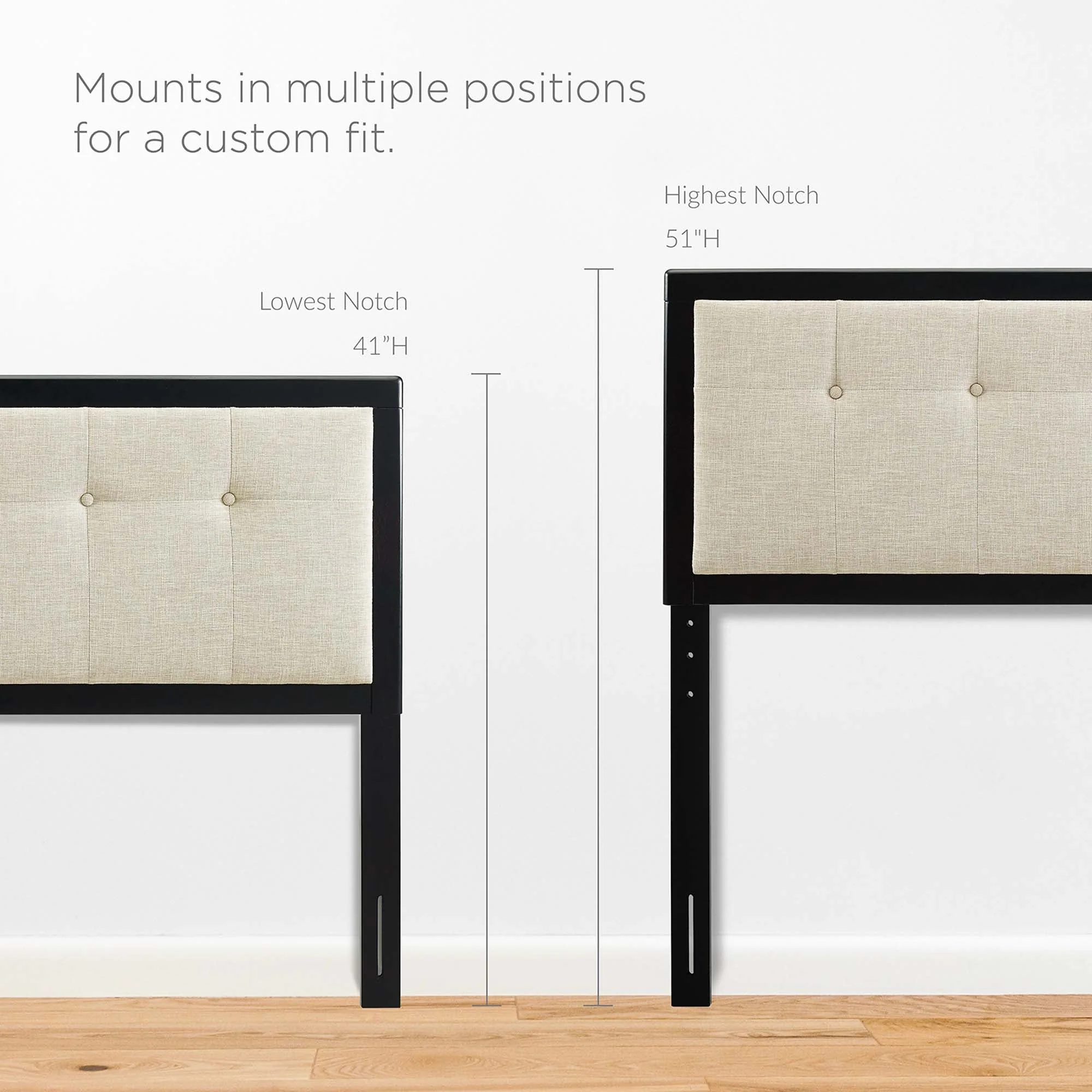 Tufted Wood Platform Bed with Splayed Legs - Image 26