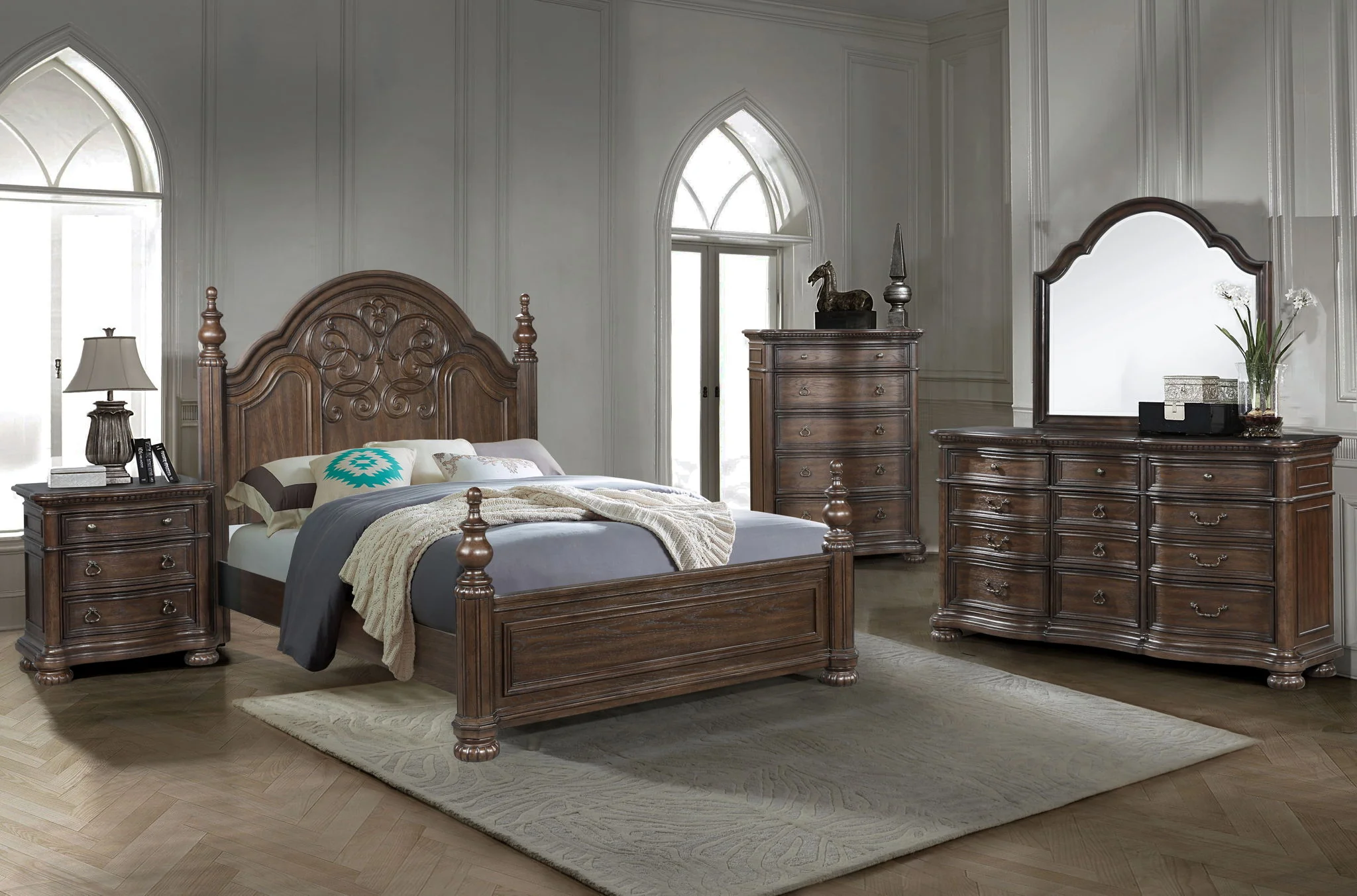 Tuscany - Queen Panel Bed - Warm Mahogany - Image 3