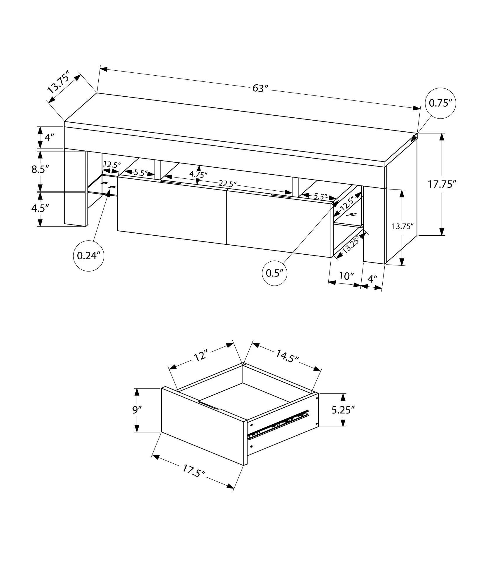 TV Stand, Console, Media Entertainment Center, Storage Cabinet, Glossy Contemporary & Modern - White - Image 9