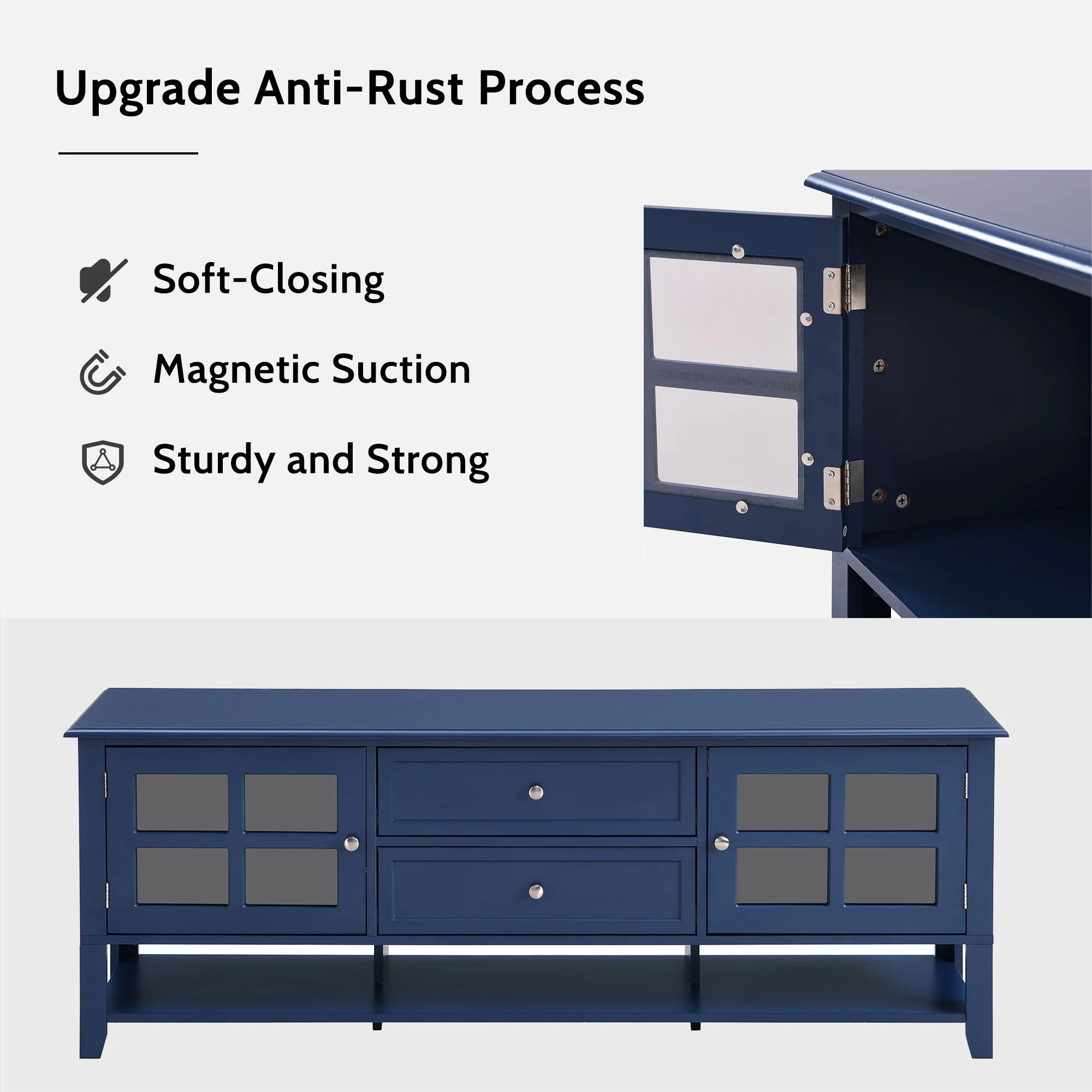 TV Stand, Entertainment Center With Dual Drawers And Hidden Storage, Cabinet With Soft Closing Doors And Sleek Panel Design - Image 10