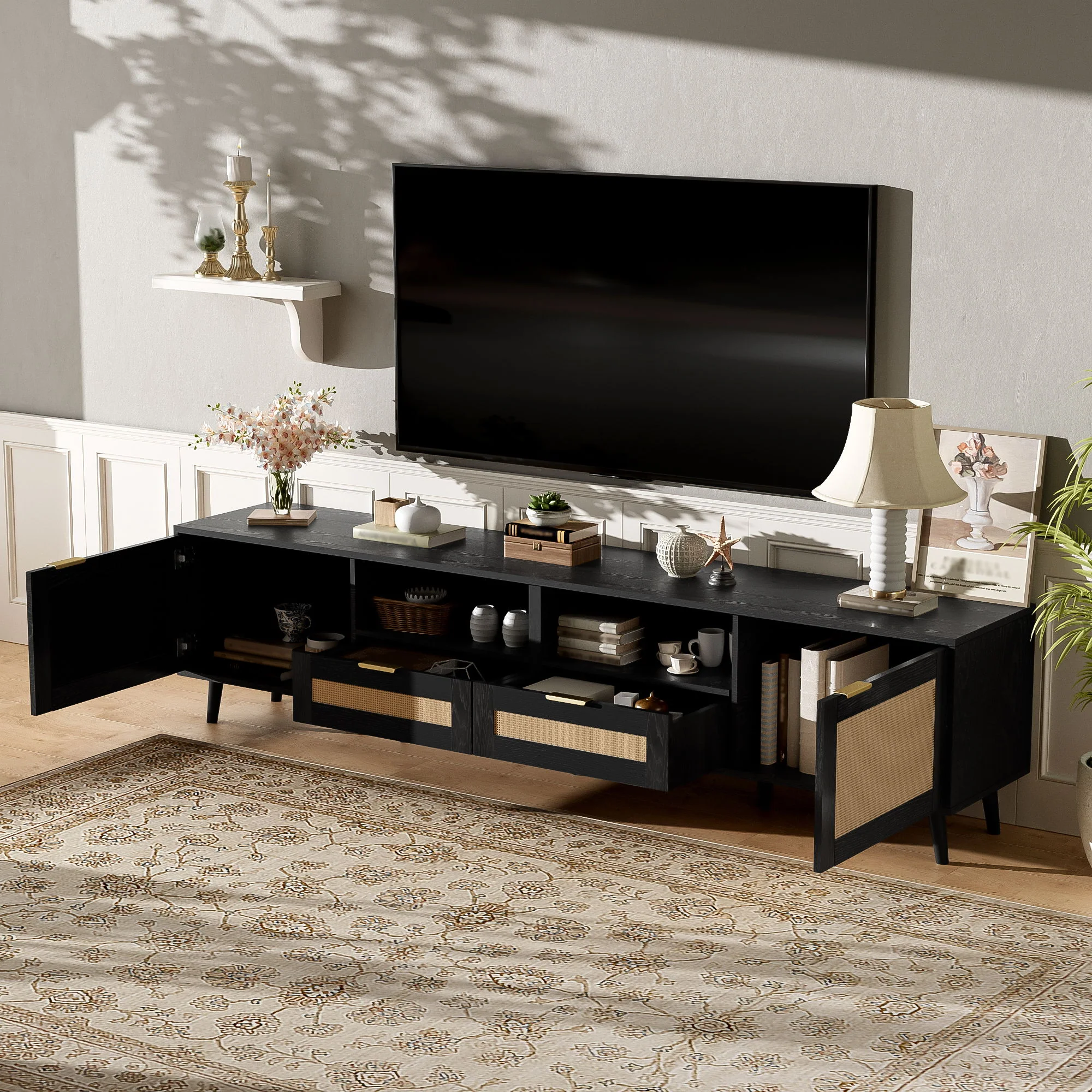 TV Stand, Media Console With Cable Management - Image 4