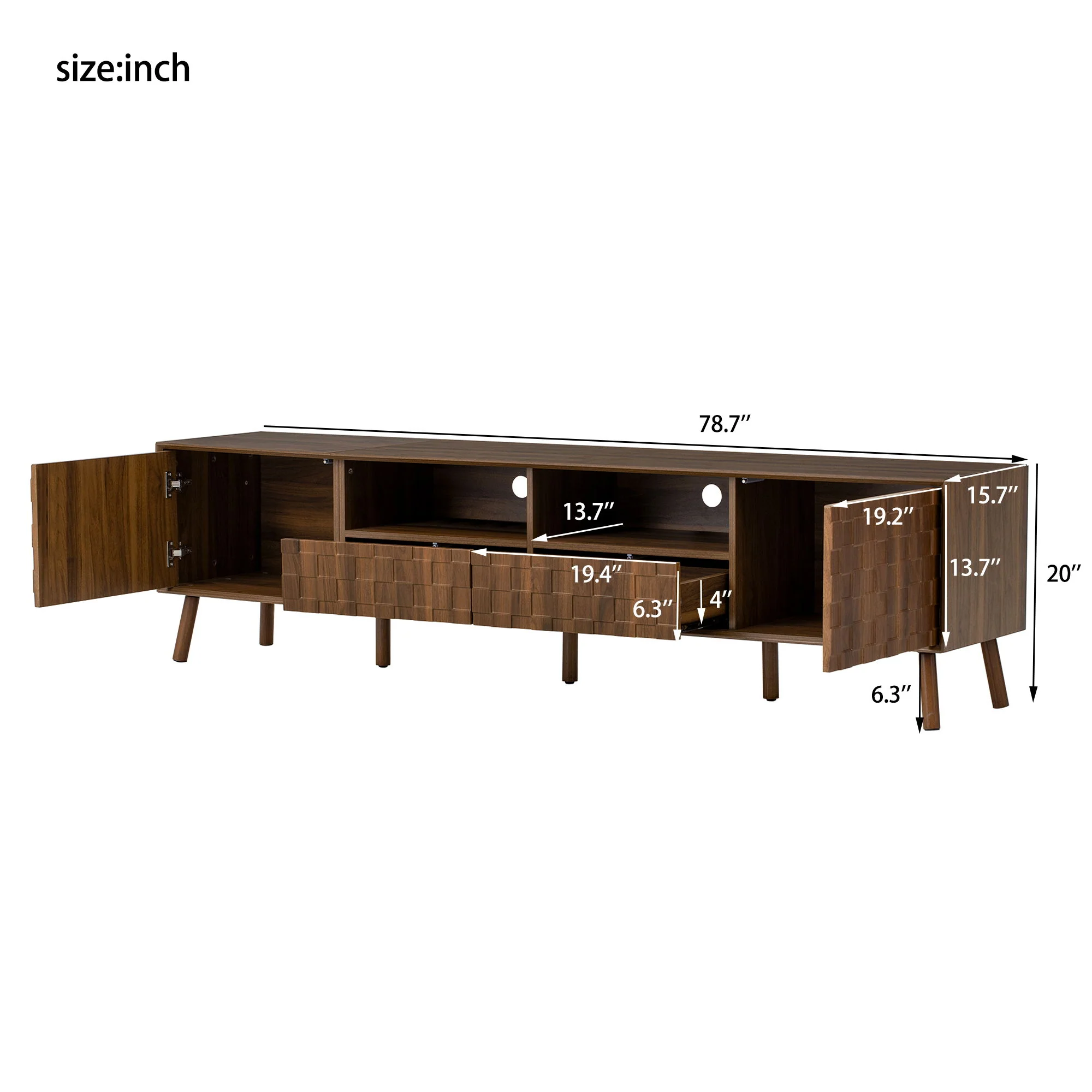 TV Stand With Drawers And Cable Management - Walnut - Image 6