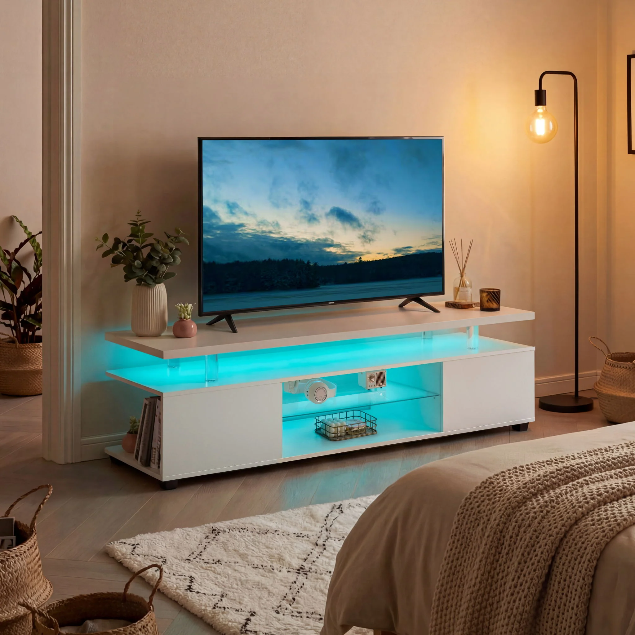 TV Stant With LED And Large Side Cabinet - Image 19