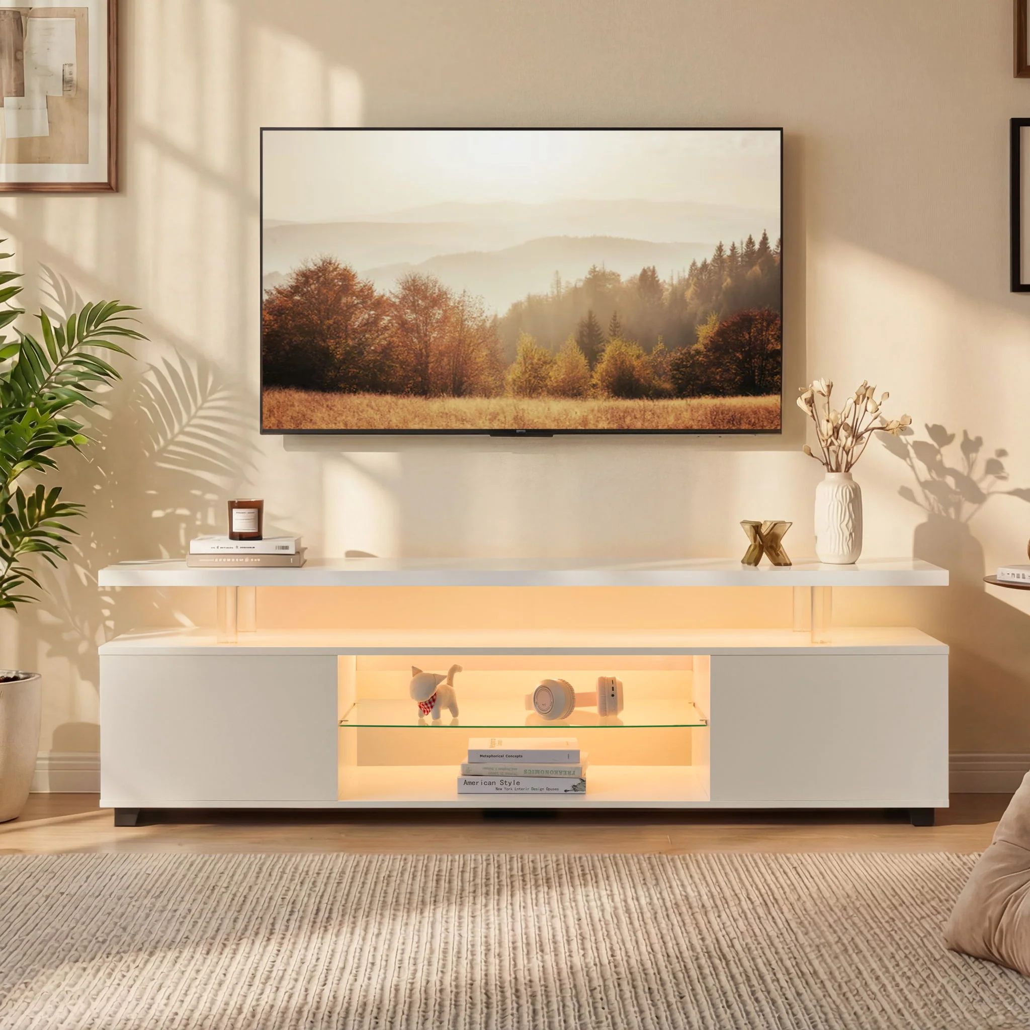 TV Stant With LED And Large Side Cabinet - Image 6
