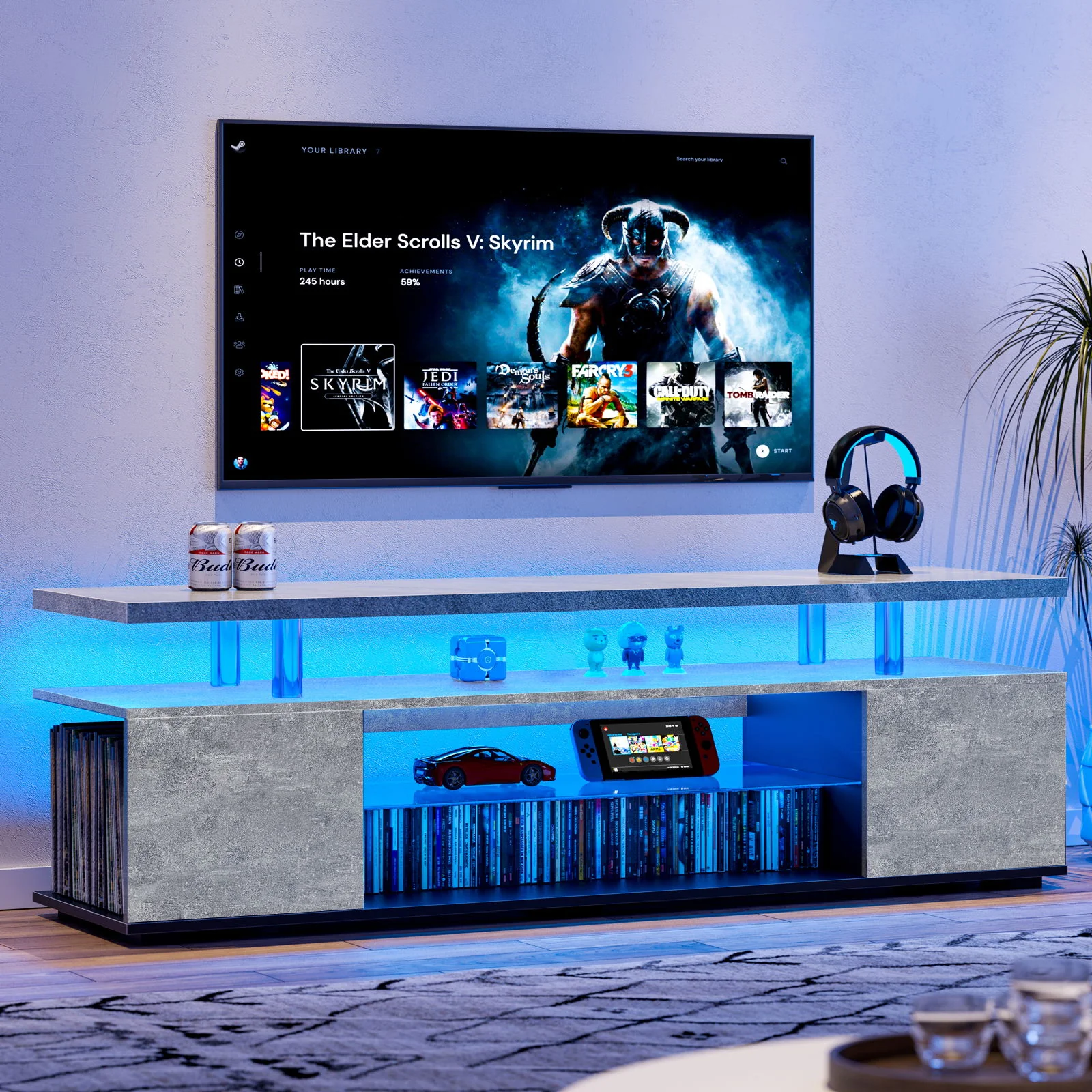 TV Stant With LED And Large Side Cabinet - Image 7