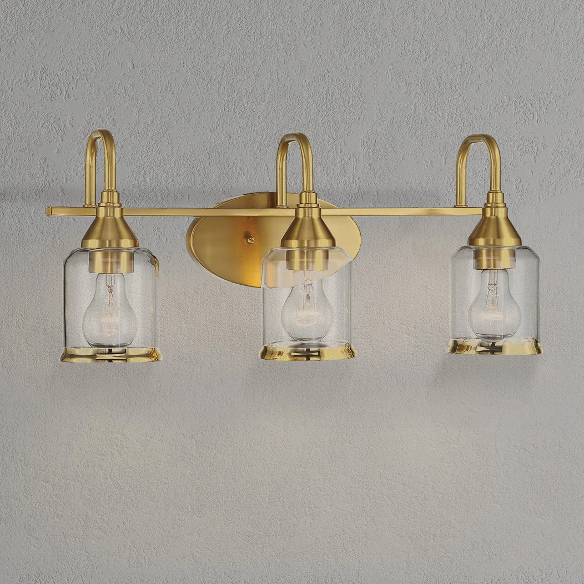3 Lights Brush Vanity Light - Clear / Gold - Image 8