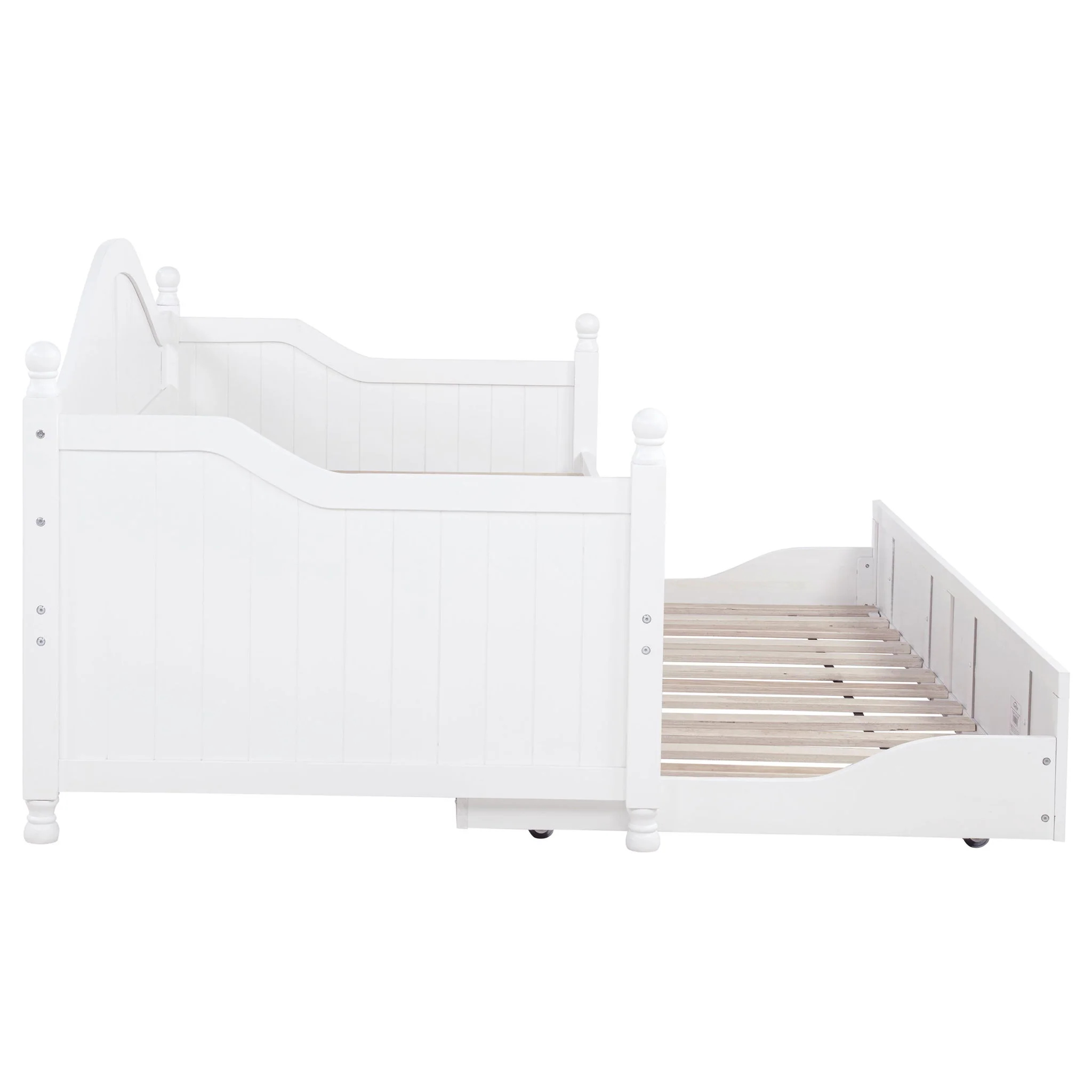 Twin Daybed With Trundle Storage Bed - White - Image 4