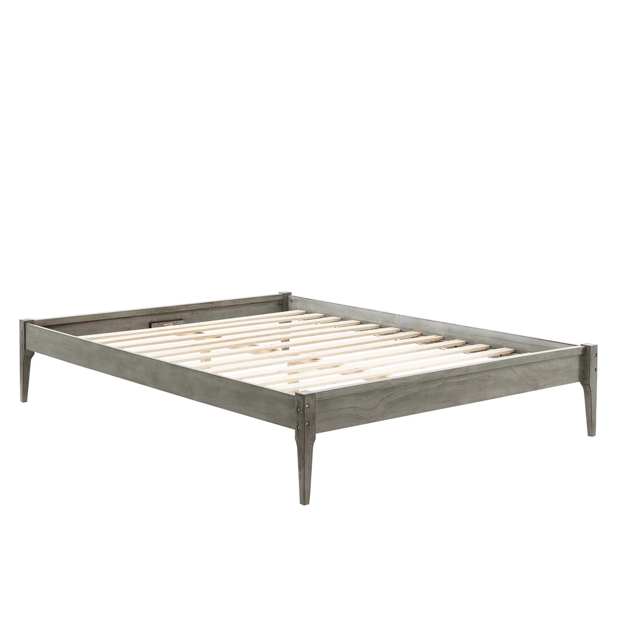 Twin Gray Mid-Century Modern Wood Platform Bed Frame - Image 14