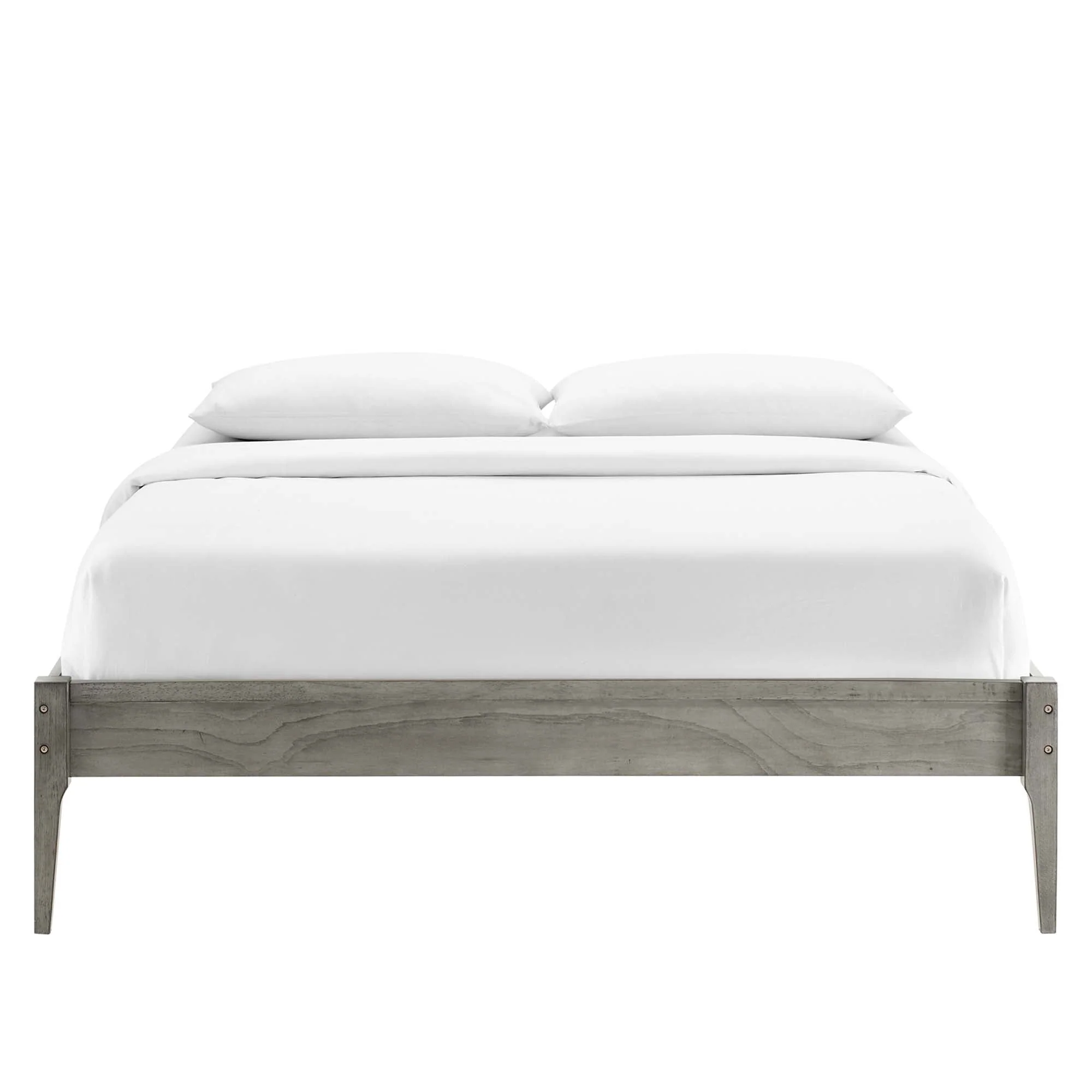 Twin Gray Mid-Century Modern Wood Platform Bed Frame - Image 3