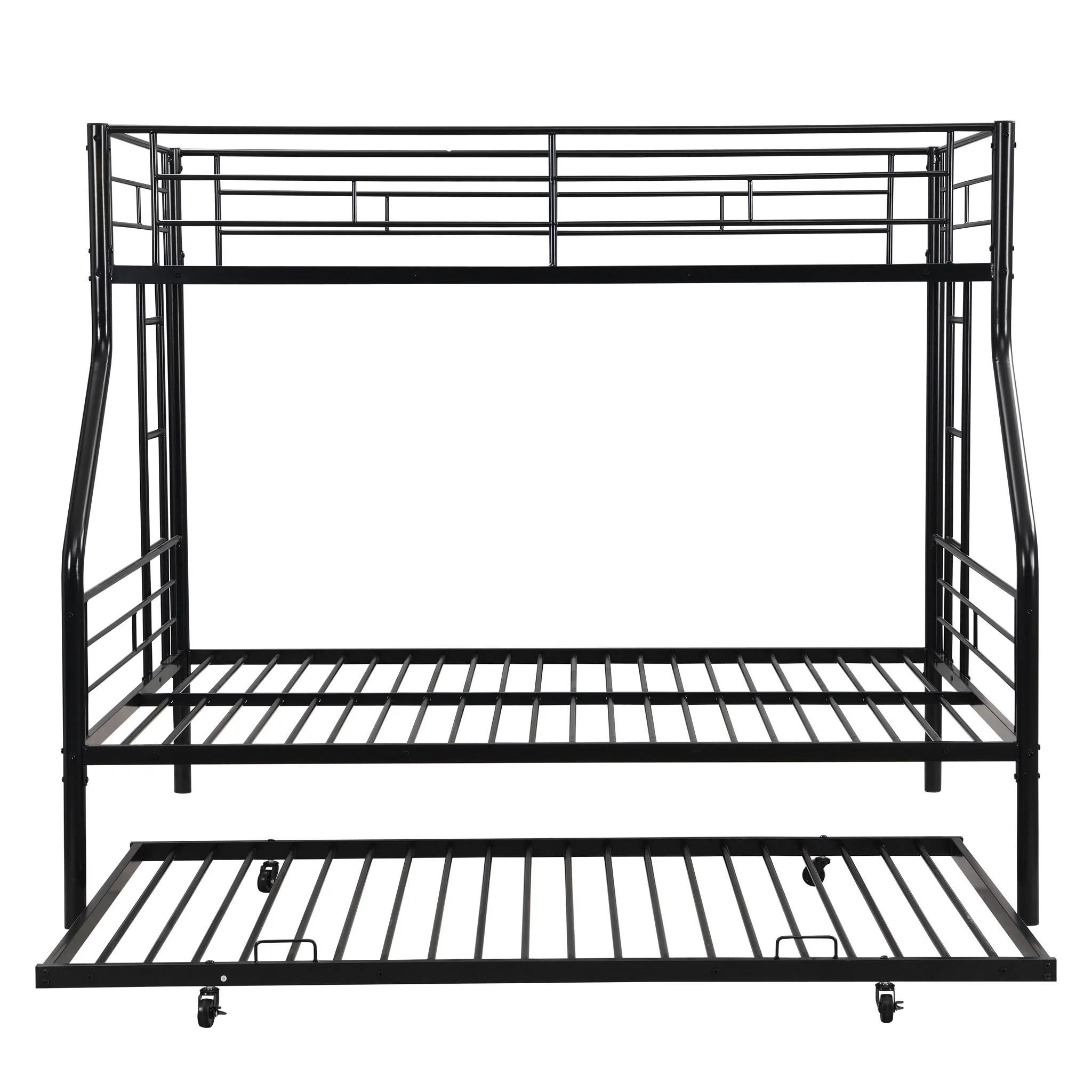 Twin Over Full Modern Metal Bunk Bed With Trundle - Black - Image 8