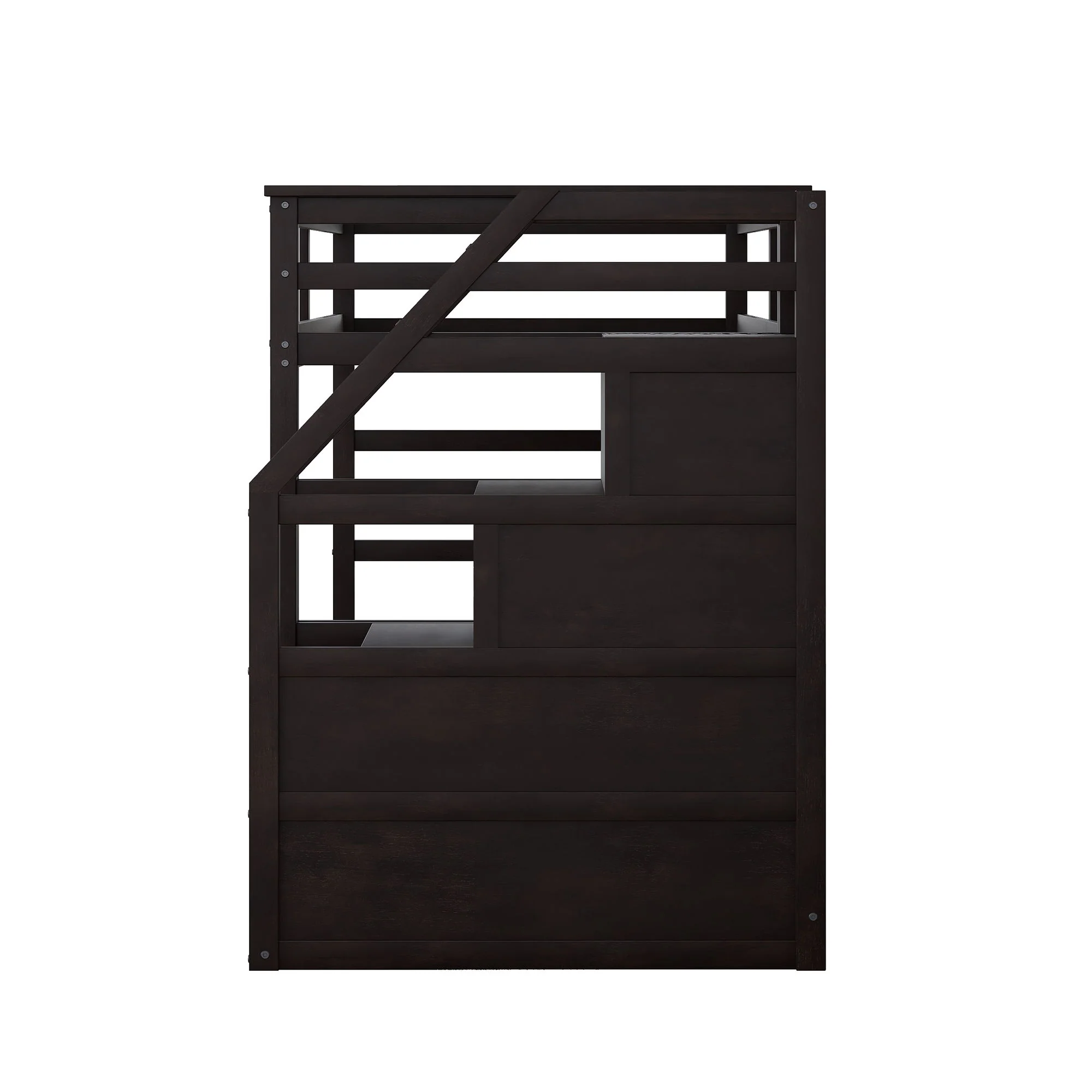 Twin Over Twin Bunk Bed With Twin Size Trundle And 3 Storage Stairs - Espresso - Image 4