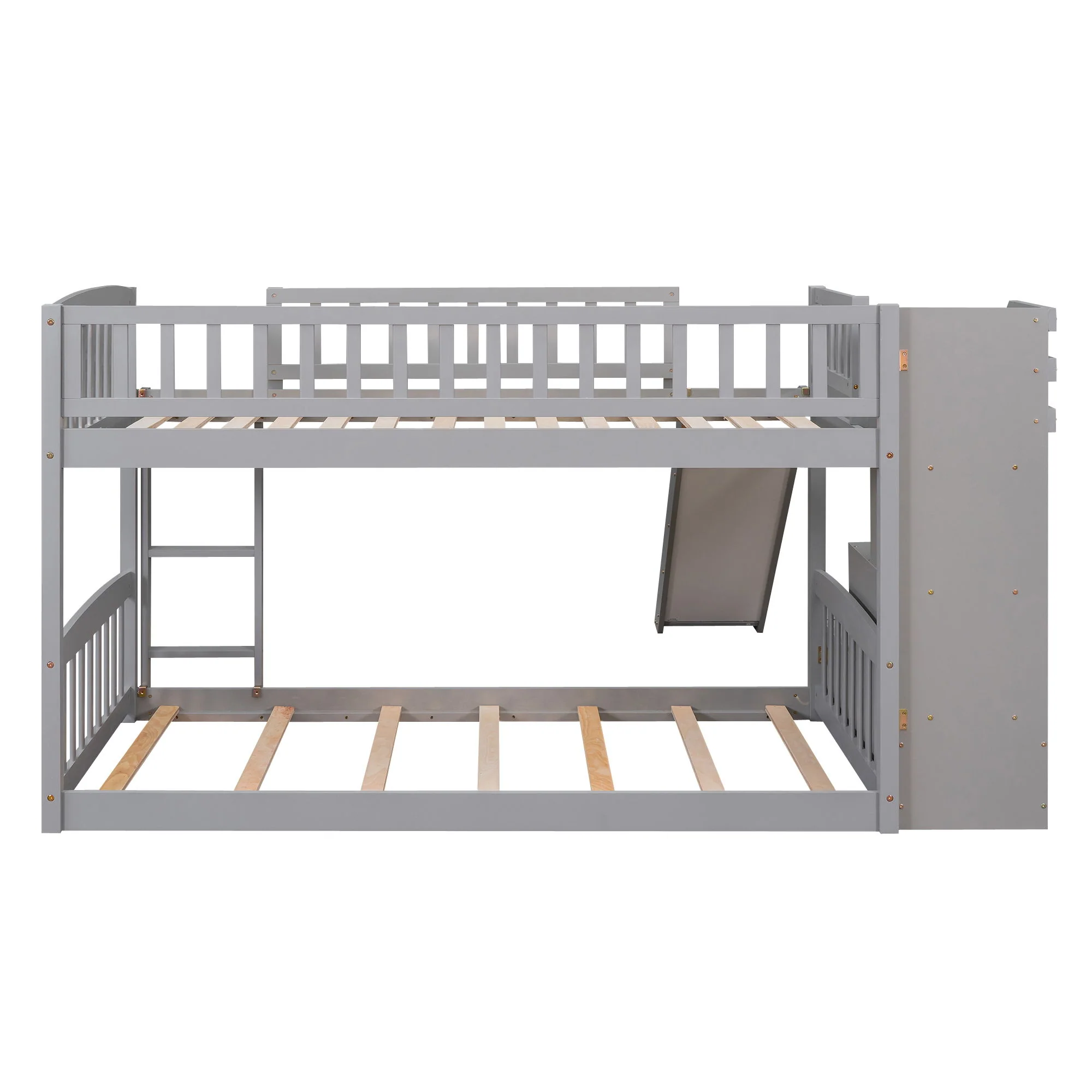 Twin Over Twin Bunk Stairway Bed With 2 Drawers And Slide - Gray - Image 5