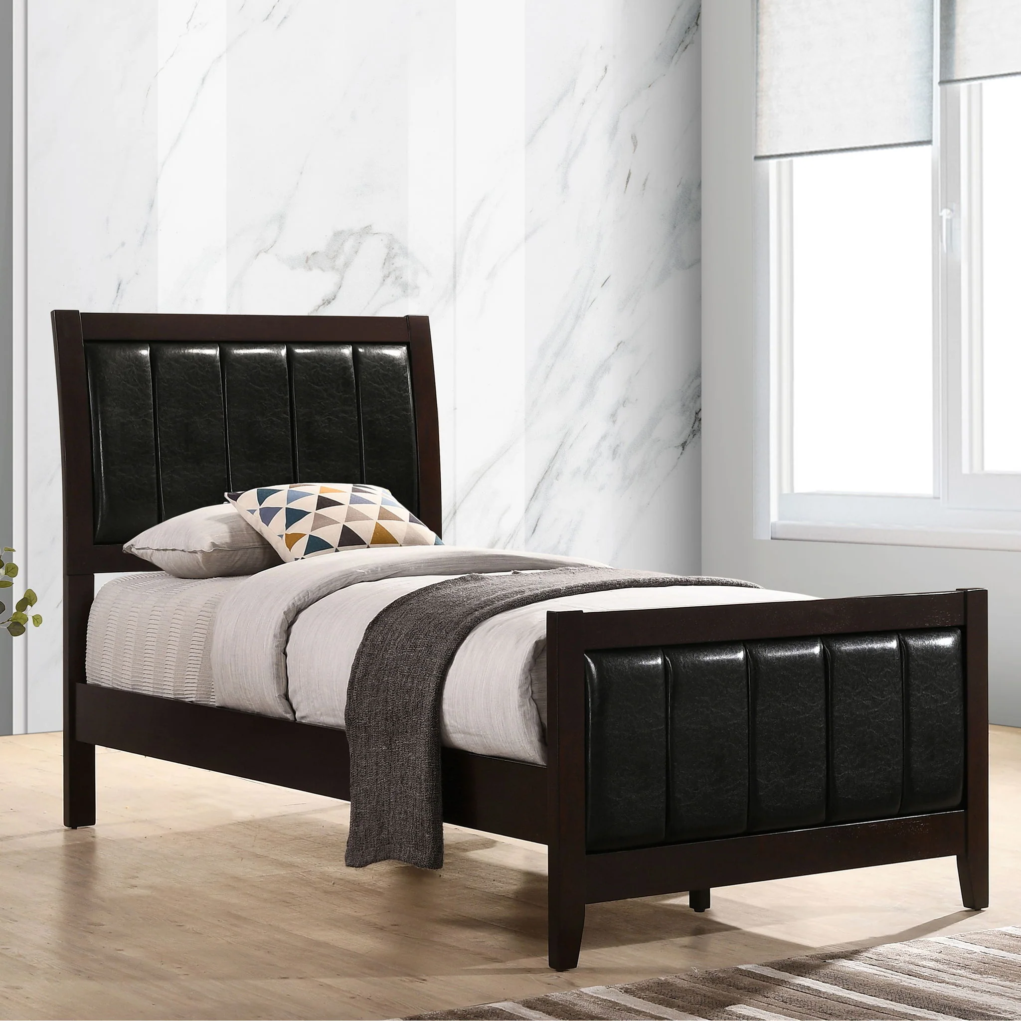 Twin Panel Bed With Headboard And Tapered Legs - Brown - Image 6