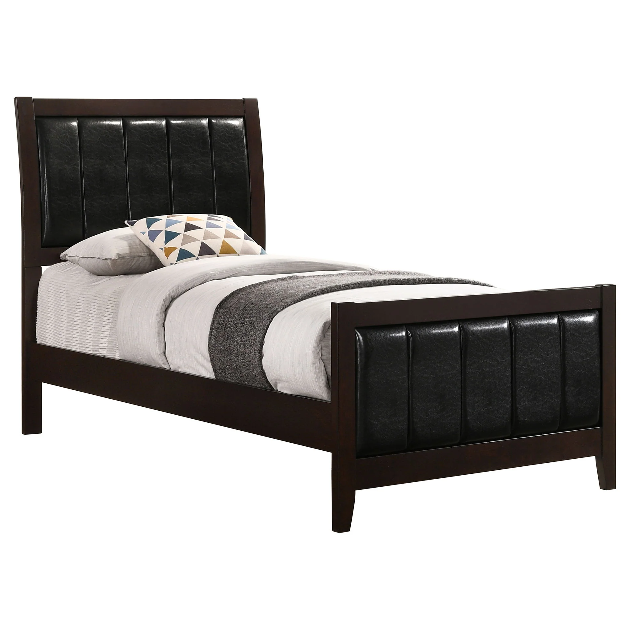 Twin Panel Bed With Headboard And Tapered Legs - Brown - Image 8