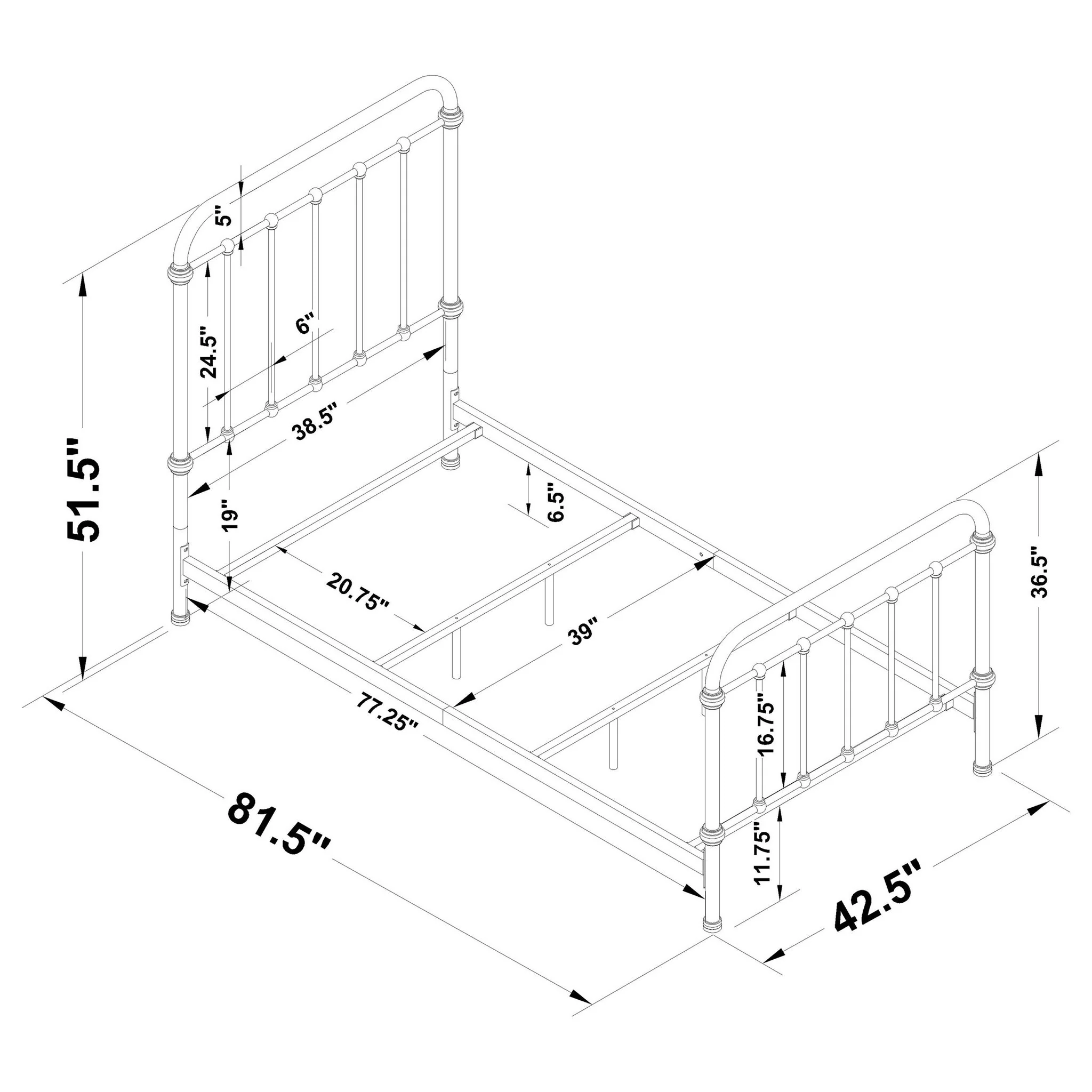 Twin Panel Bed With Ornate Design - Bronze - Image 5