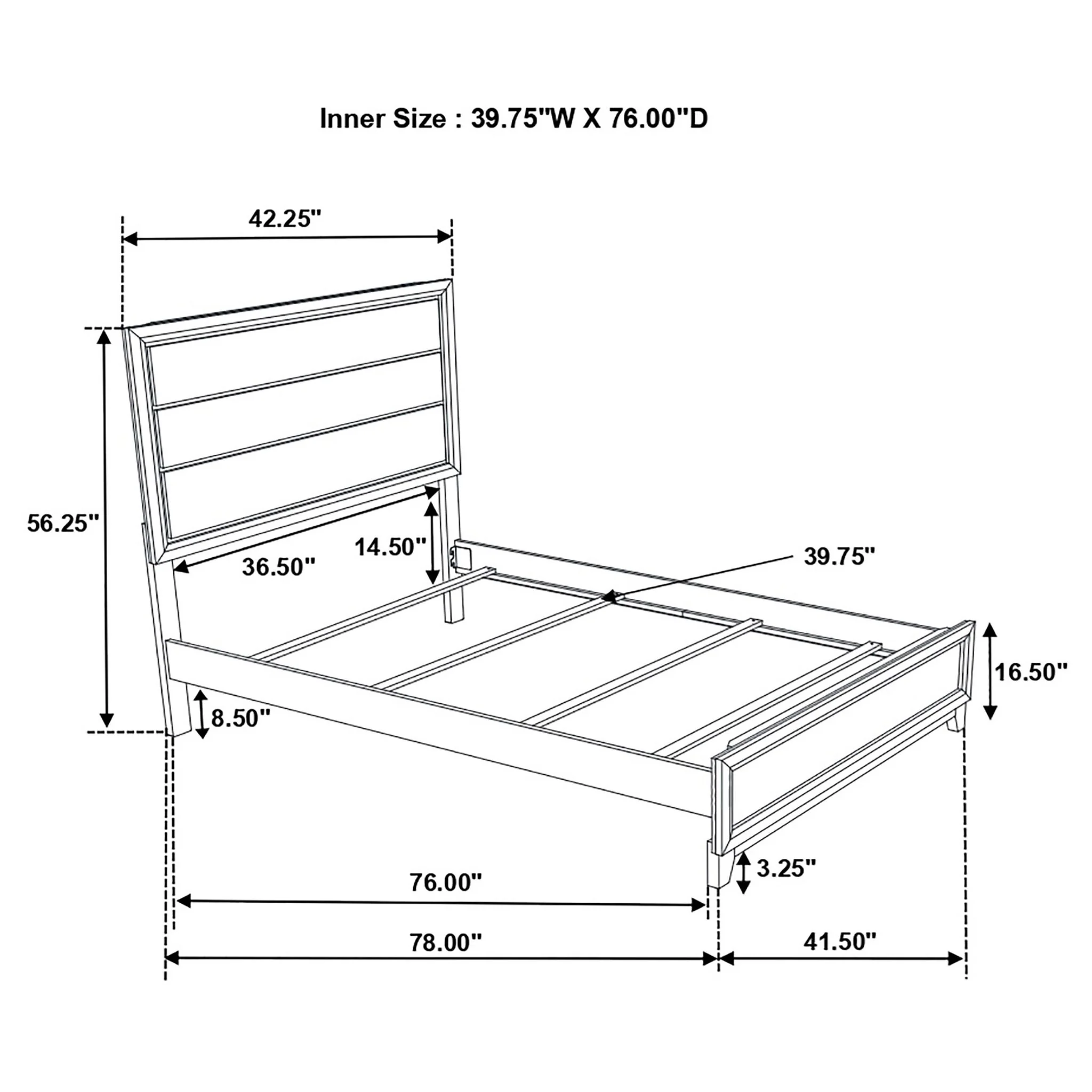 Twin Panel Bed With Tapered Legs - Gray - Image 4