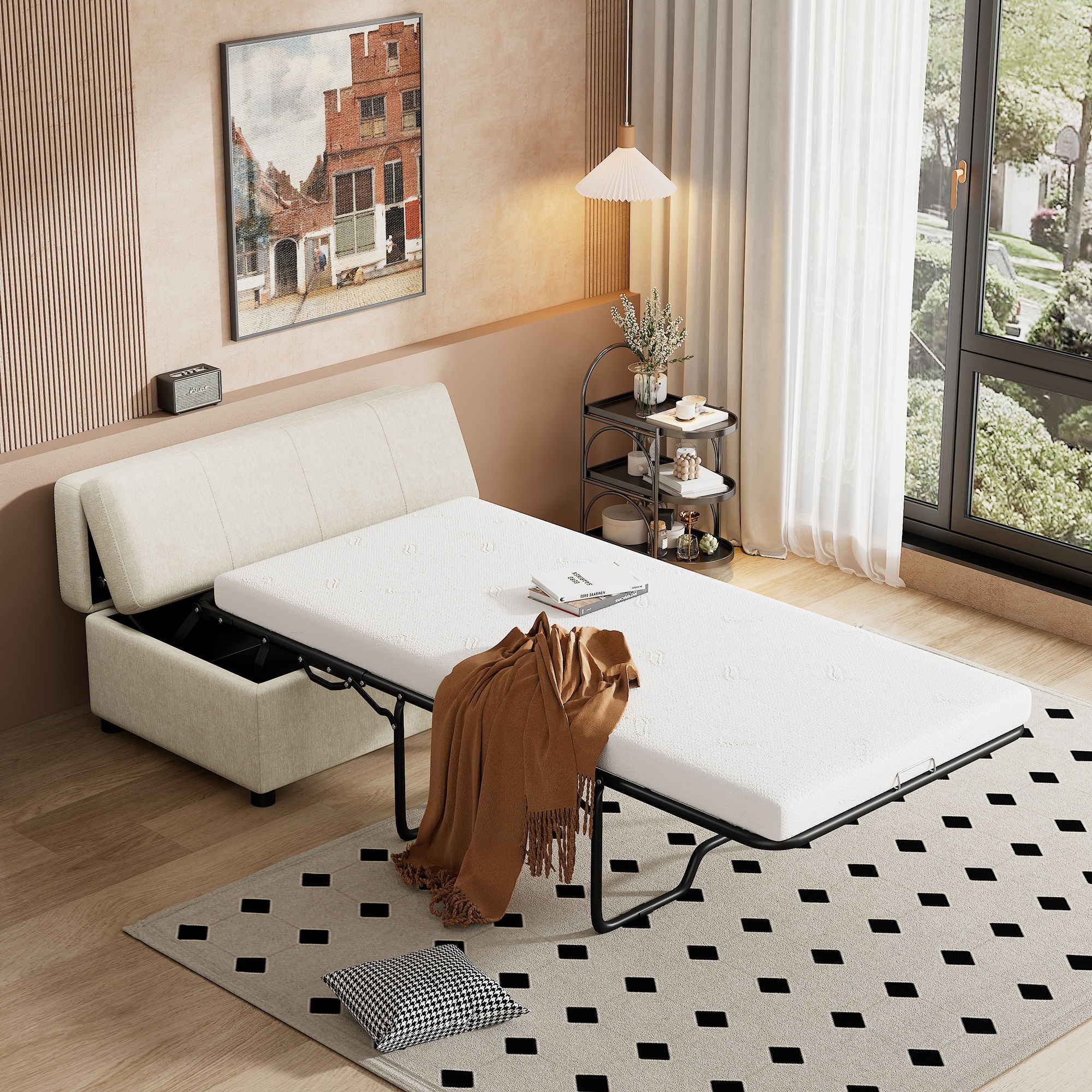 Twin Size Folding Ottoman Sleeper Bed With Mattress Convertible Guest Bed - Image 25