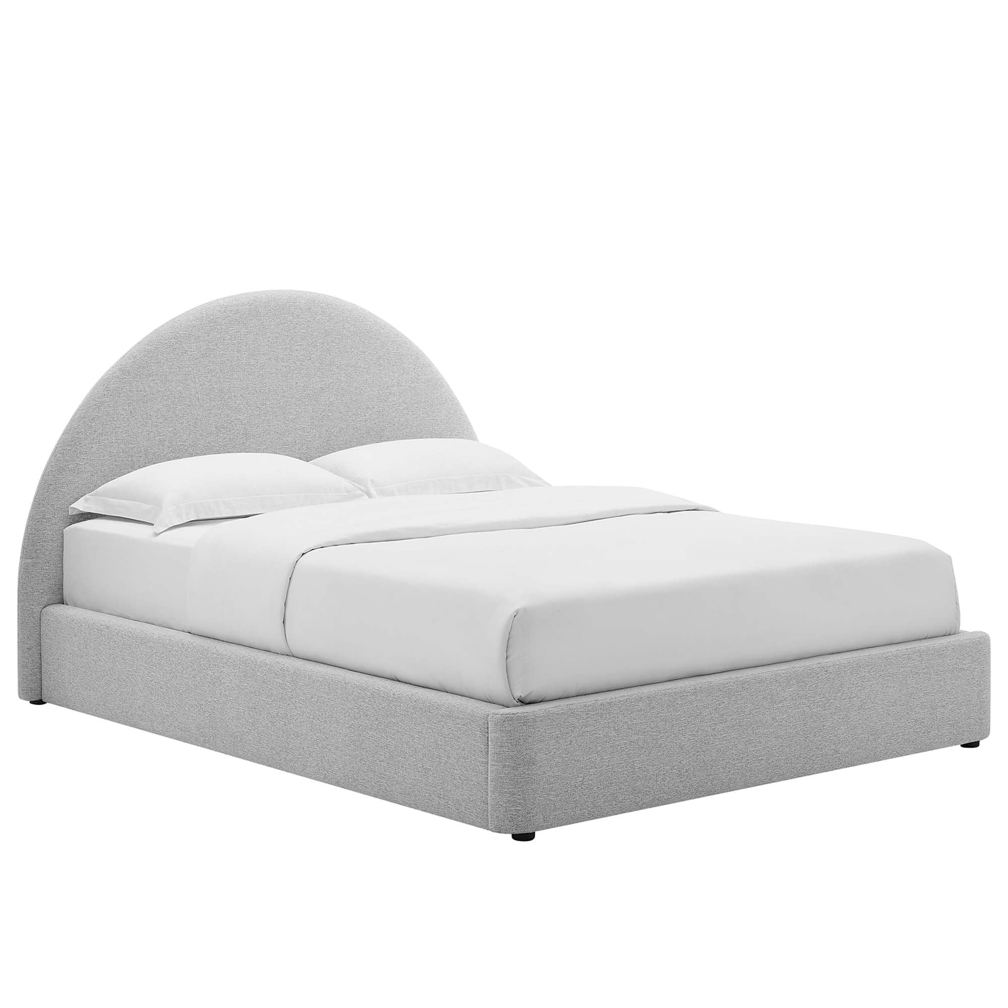 Upholstered Arched Platform Bed with Heathered Fabric - Image 21