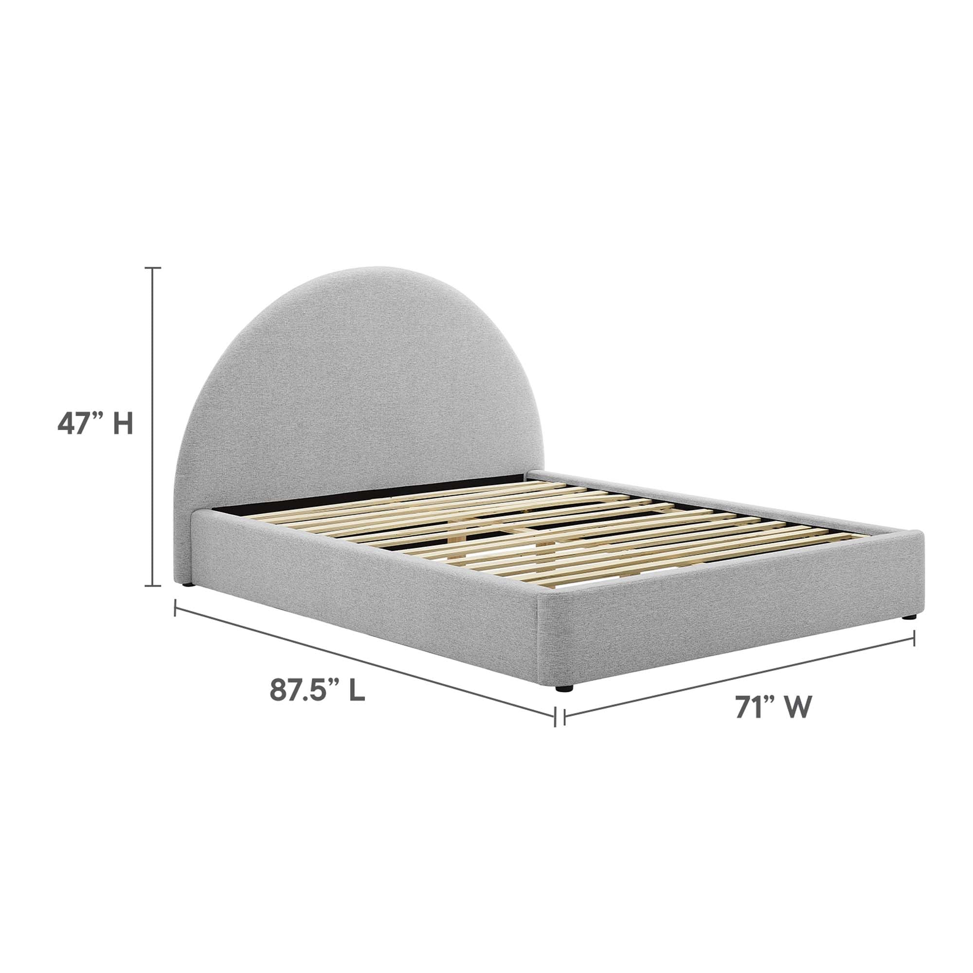 Upholstered Arched Platform Bed with Heathered Fabric - Image 38