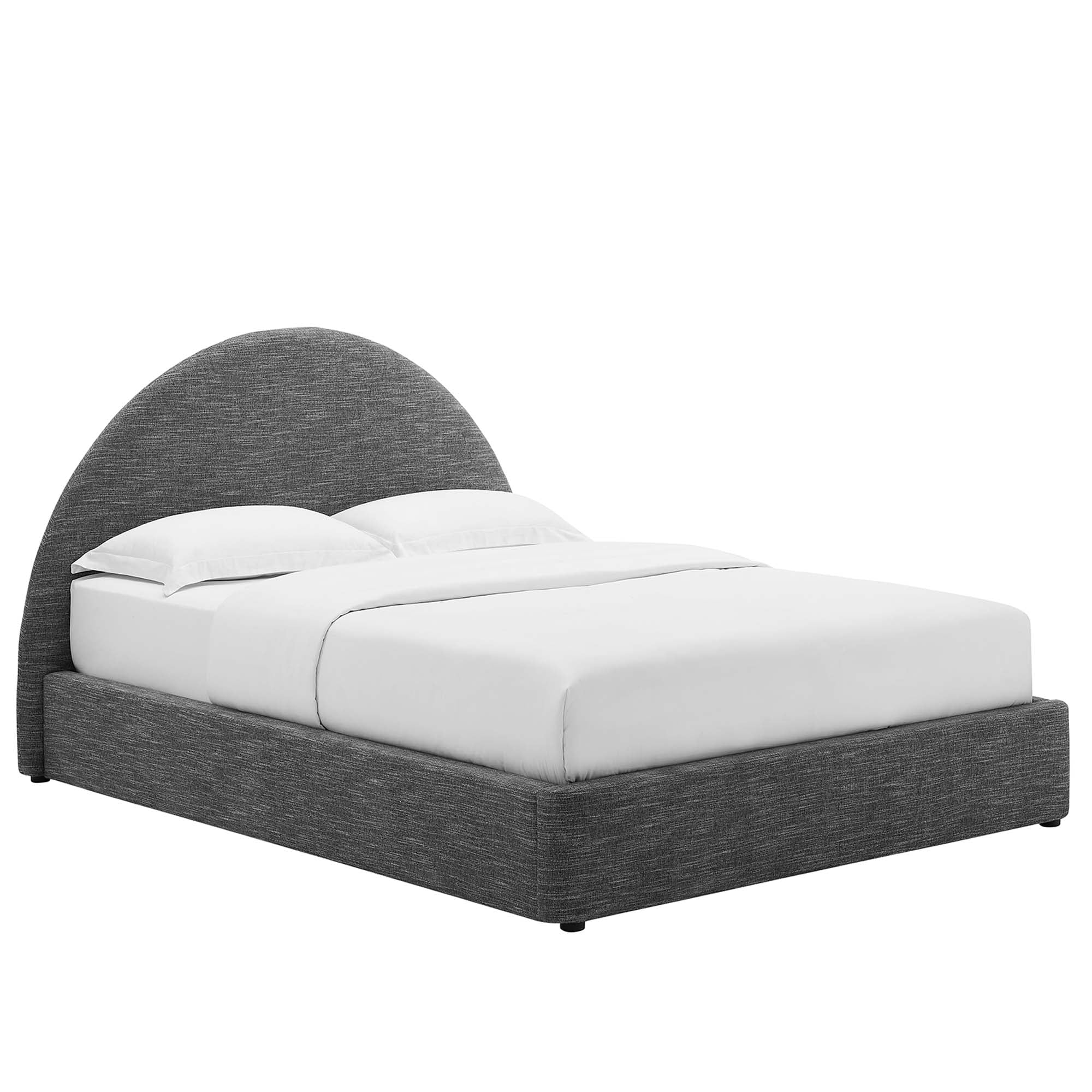 Upholstered Arched Platform Bed with Heathered Fabric - Image 56