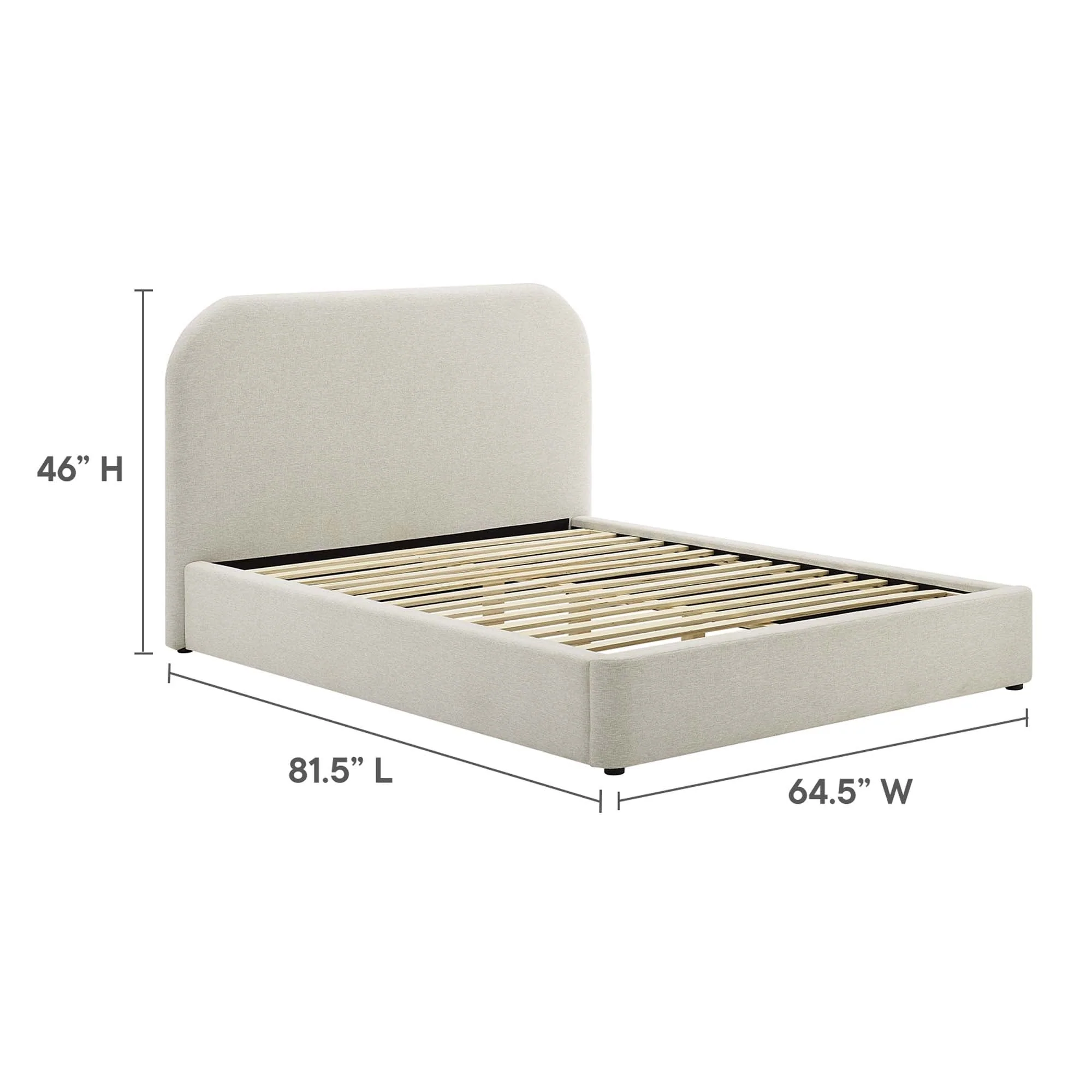 Upholstered Curved Platform Bed with Heathered Fabric - Image 18