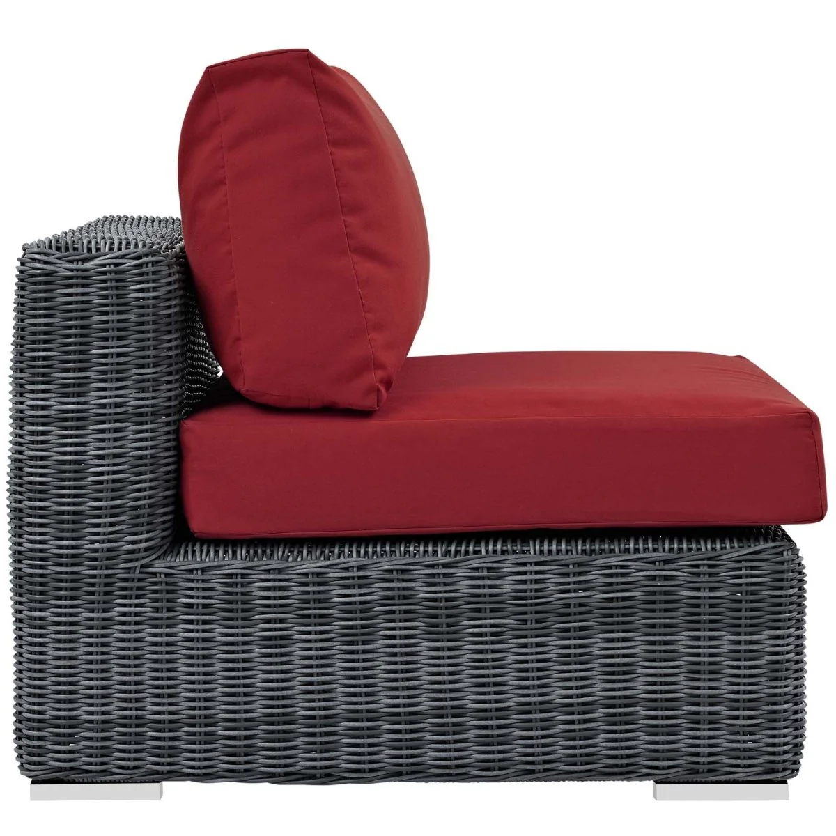 Two-Tone Wicker Armless Outdoor Sectional Chair for Patio and Garden Seating - Image 5