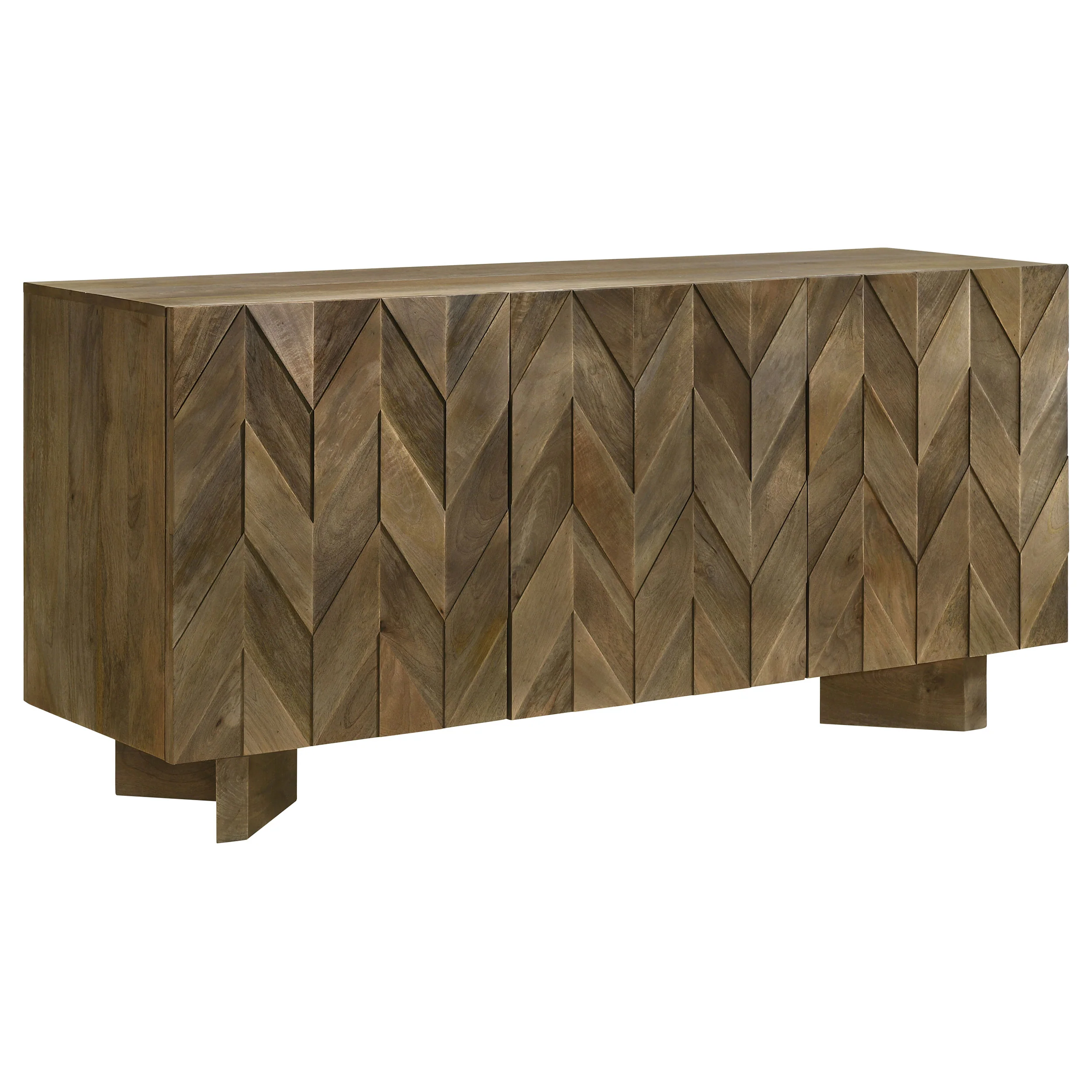 Tyler 3-Door Solid Wood Sideboard, Mango Brown