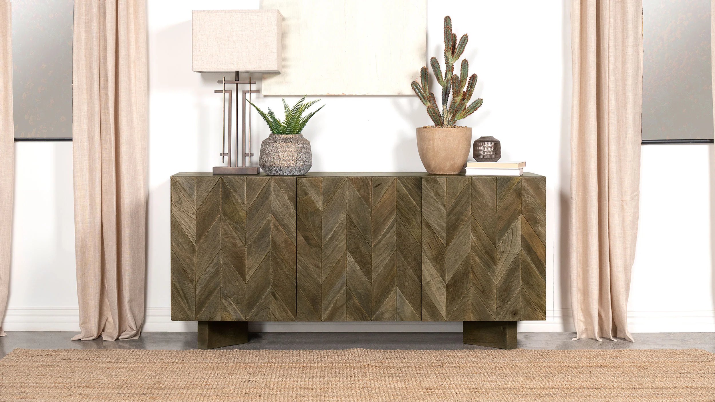 Tyler 3-Door Solid Wood Sideboard, Mango Brown - Image 3