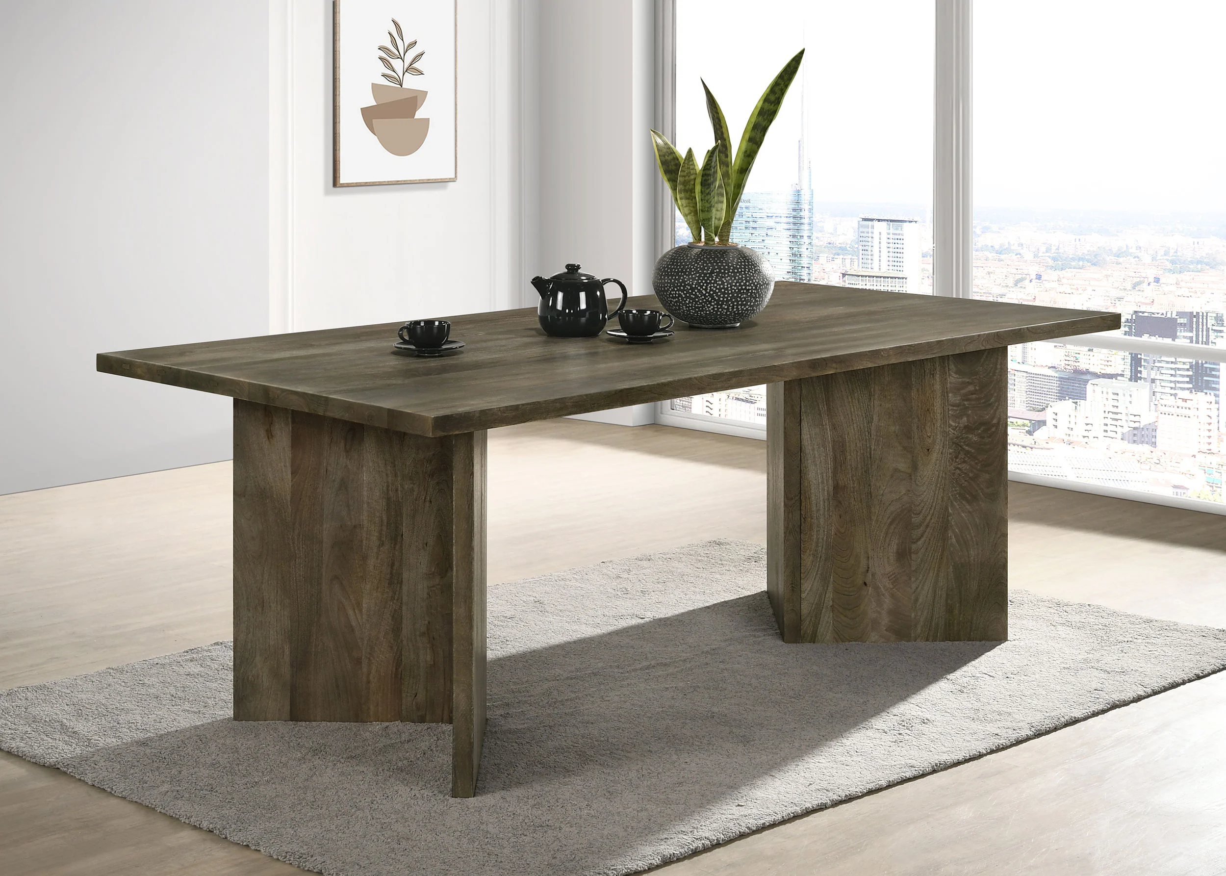 Tyler 80-Inch Solid Wood Dining Table in Mango Brown - Image 4