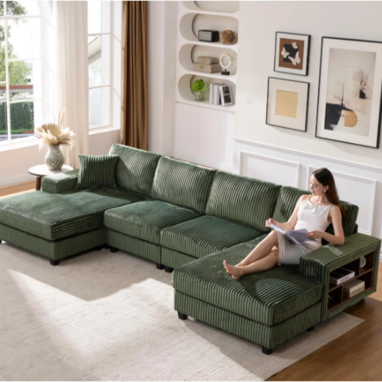 U-Shaped Convertible Sofa, 4 Seater Large Living Room Lounge - Image 11