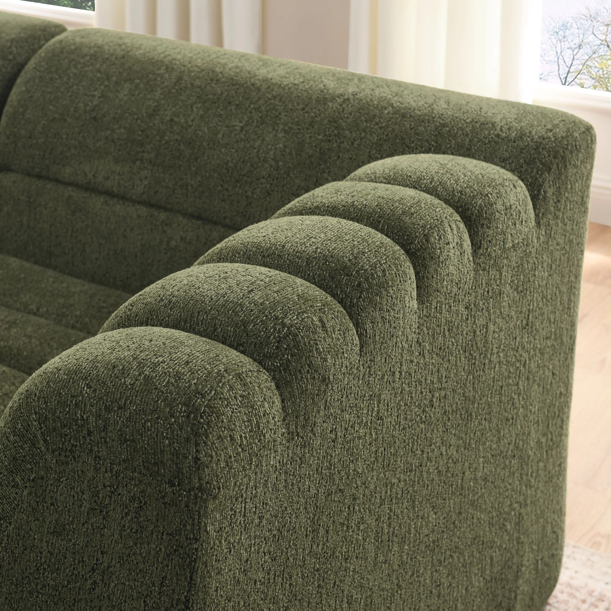 U-Shaped Modular Sectional Sofa With Chaise And Movable Ottoman With Wave-Shaped Armrest - Image 8