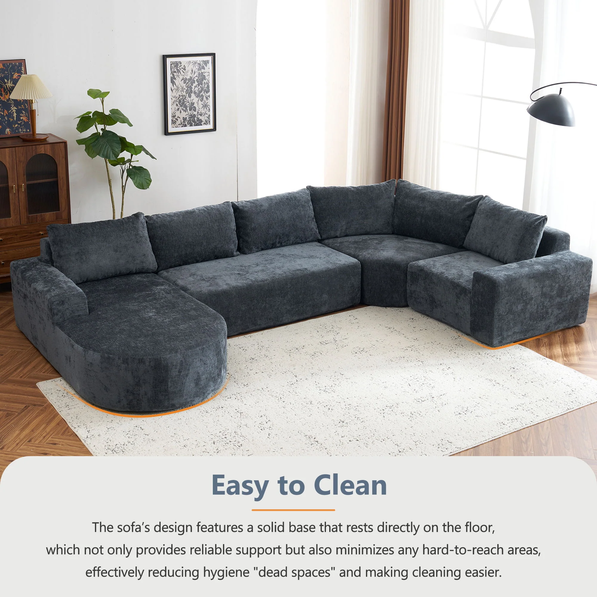 U-Shaped Oversized Modular Cloud Sectional Sofa With Deep Seat For Living Room - Image 22