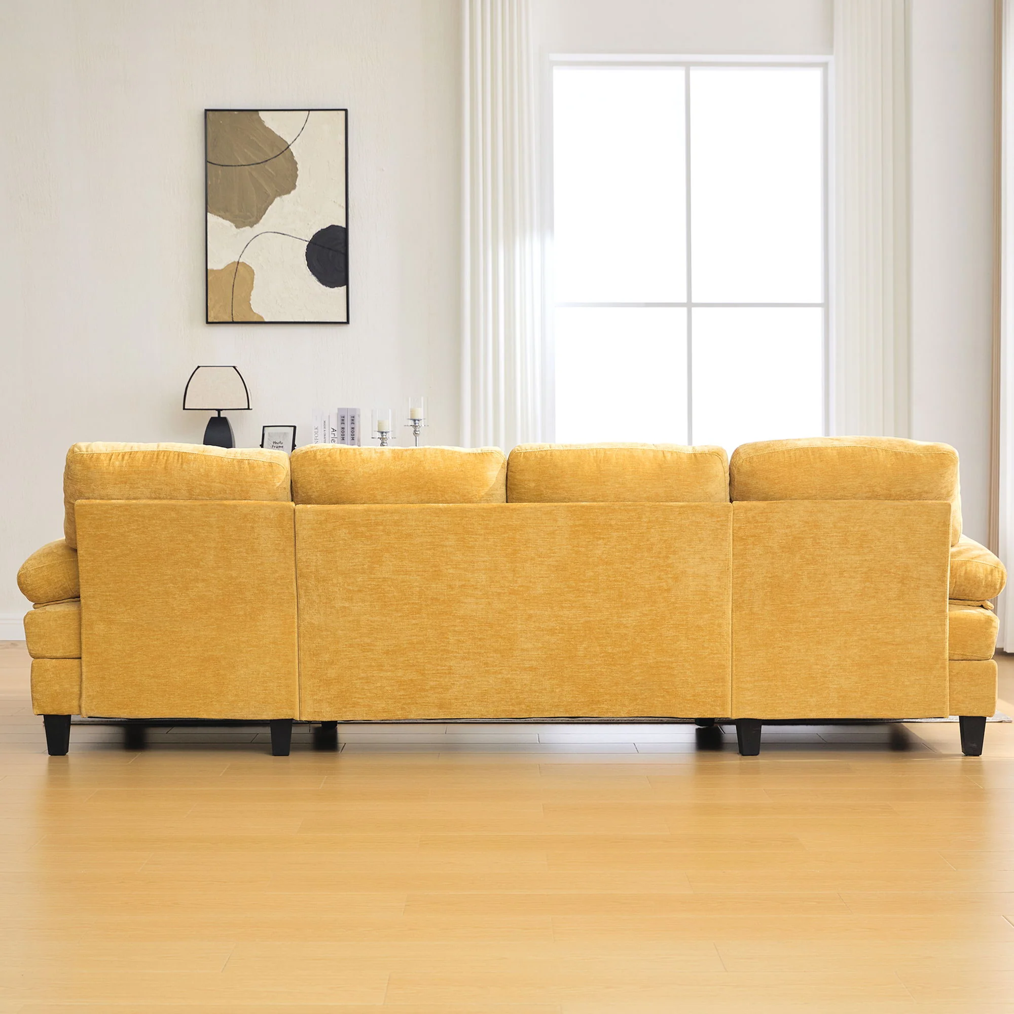 U-Shaped Sectional Sofa 103.5" Fabric Couch With Dual Chaise Lounges, Storage Pockets, Armrest Pillows - Image 26