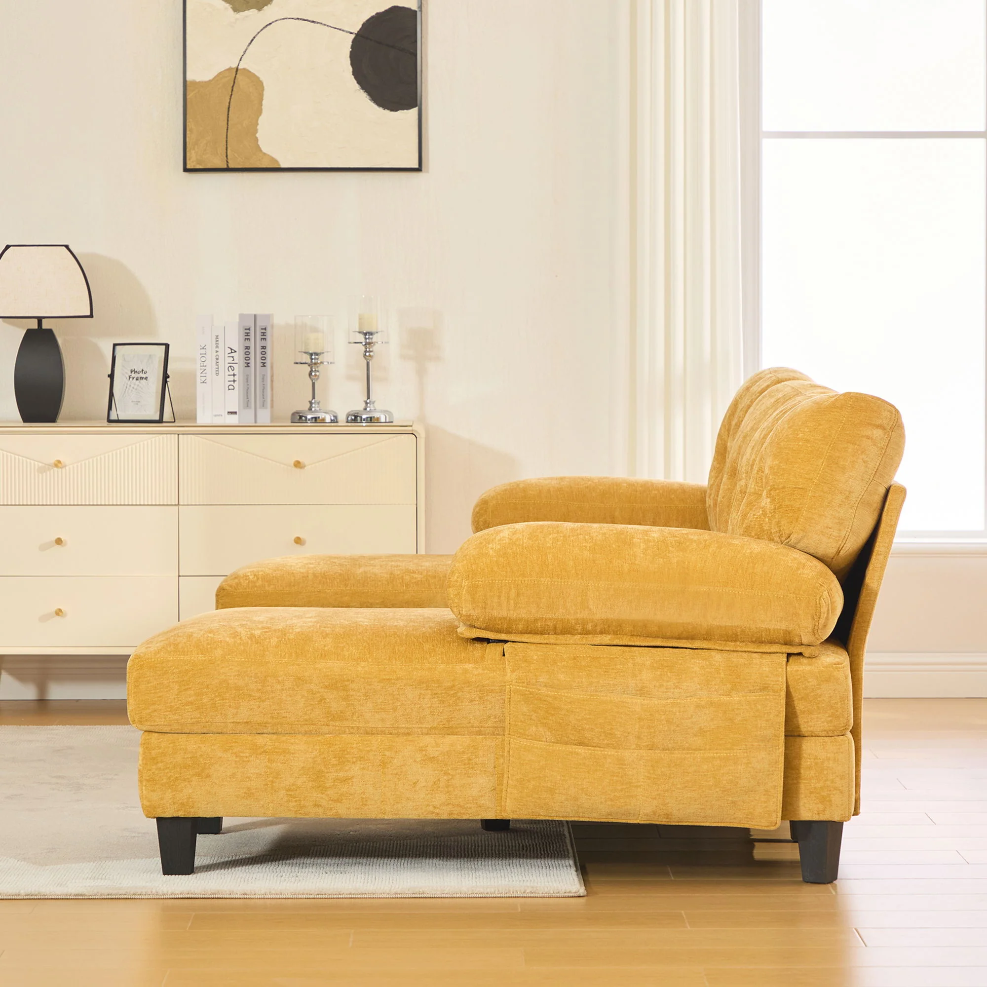 U-Shaped Sectional Sofa 103.5" Fabric Couch With Dual Chaise Lounges, Storage Pockets, Armrest Pillows - Image 30