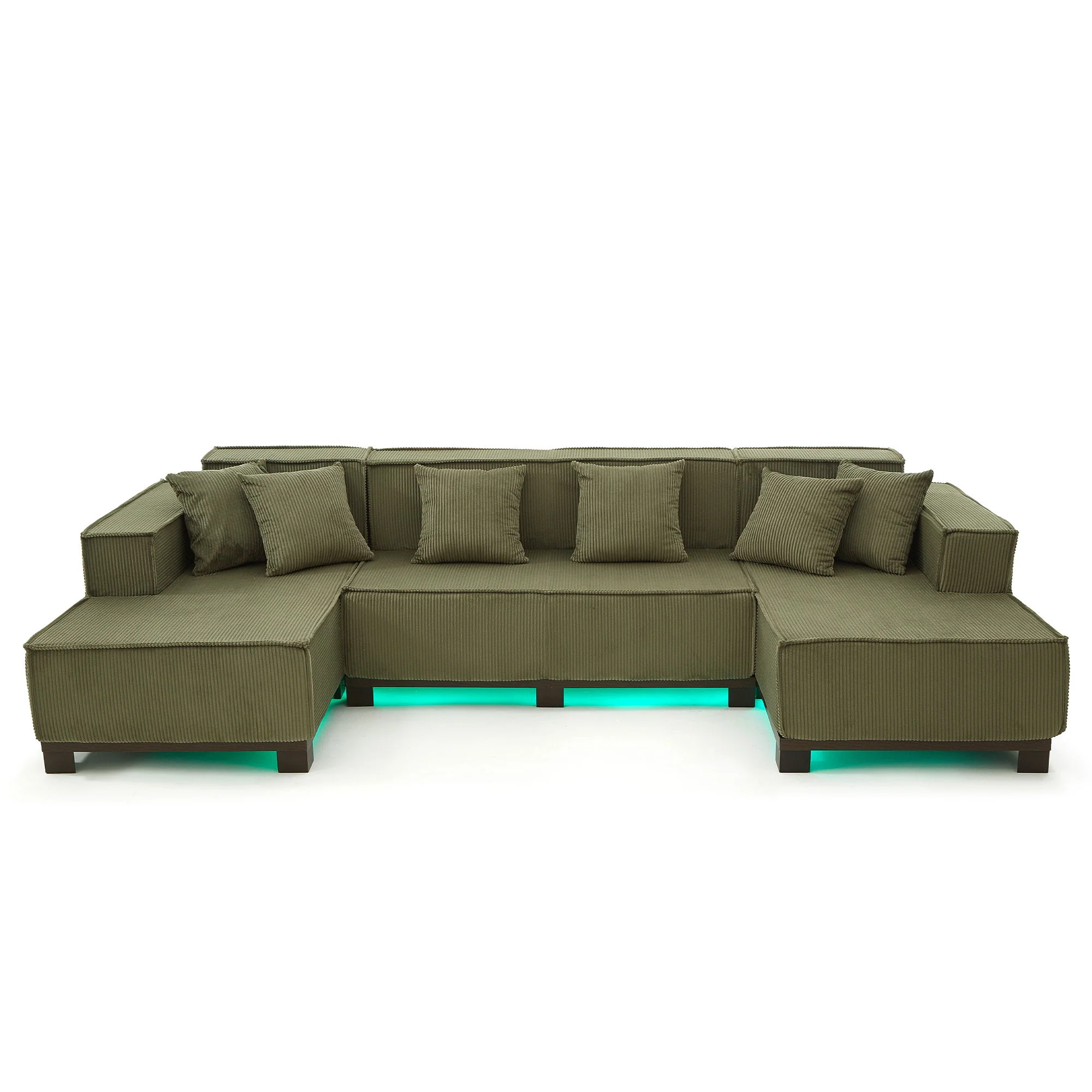 U-Shaped Sectional Sofa With RGB LED Light Strip And 6 Pillows - Image 2