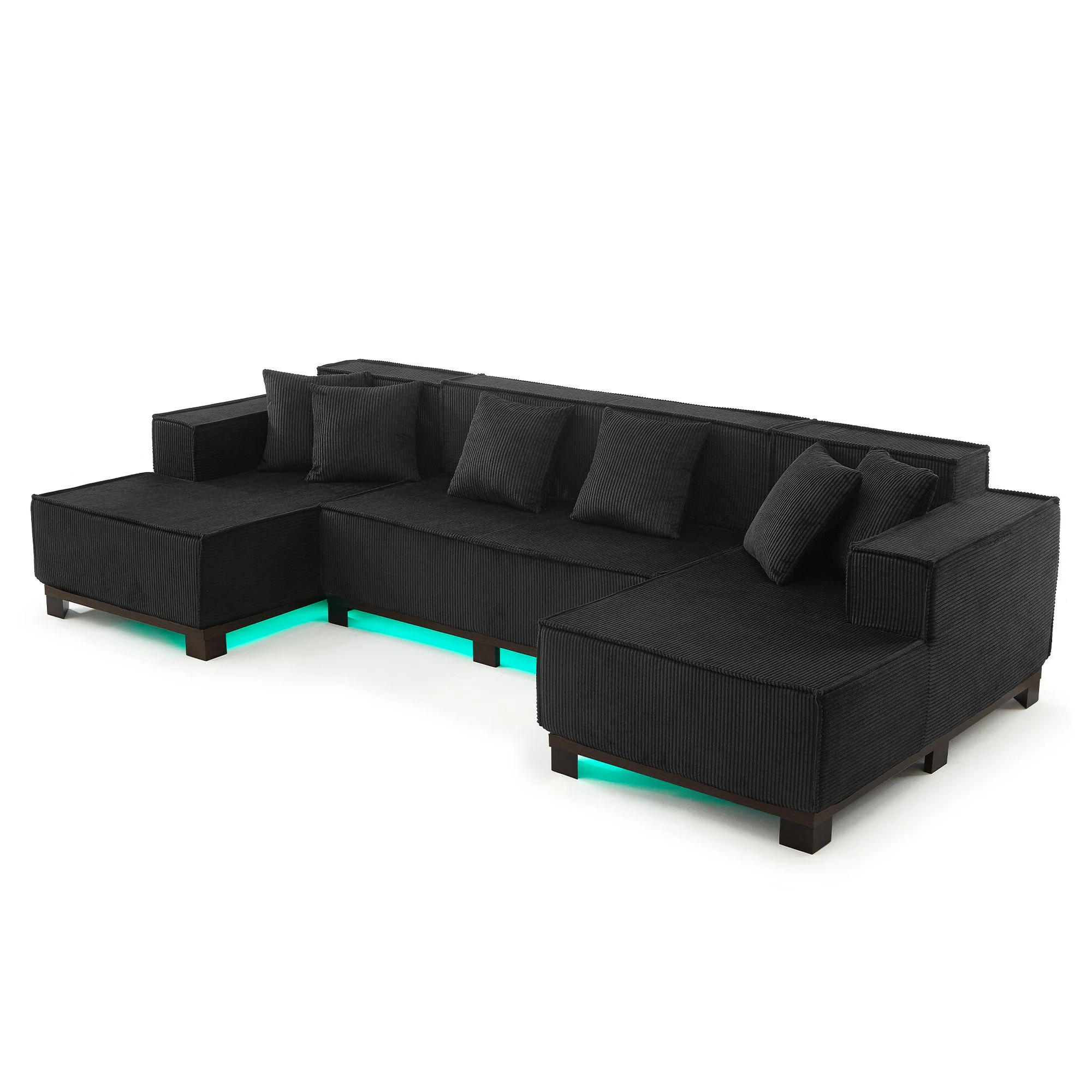 U-Shaped Sectional Sofa With RGB LED Light Strip And 6 Pillows - Image 25