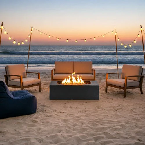 U_STYLE 2-Piece 41.9" Propane Fire Pit Set with MGO Tank Cover Table - Image 13