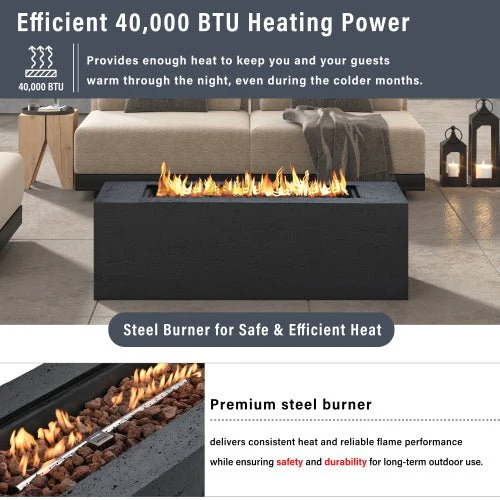 U_STYLE 2-Piece 41.9" Propane Fire Pit Set with MGO Tank Cover Table - Image 17
