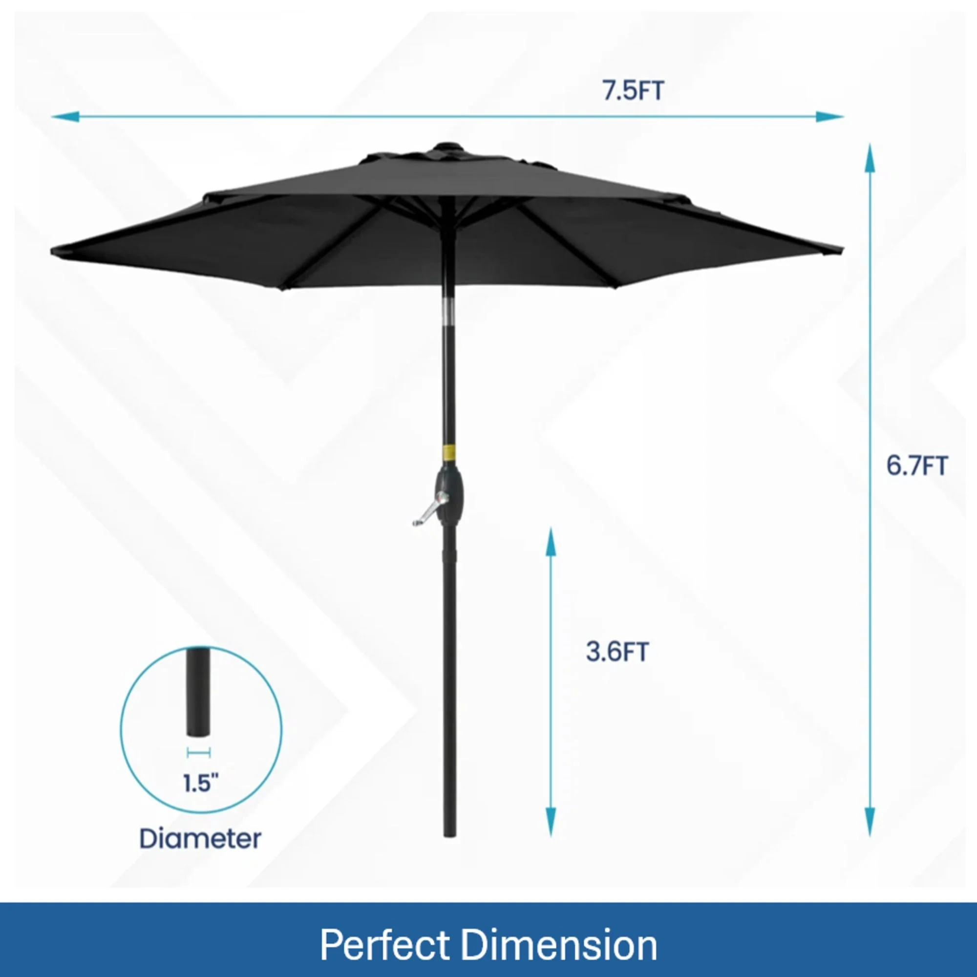 Umbrella With Crank Lift & Tilt, UV-Resistant Canopy For Patio - Image 20