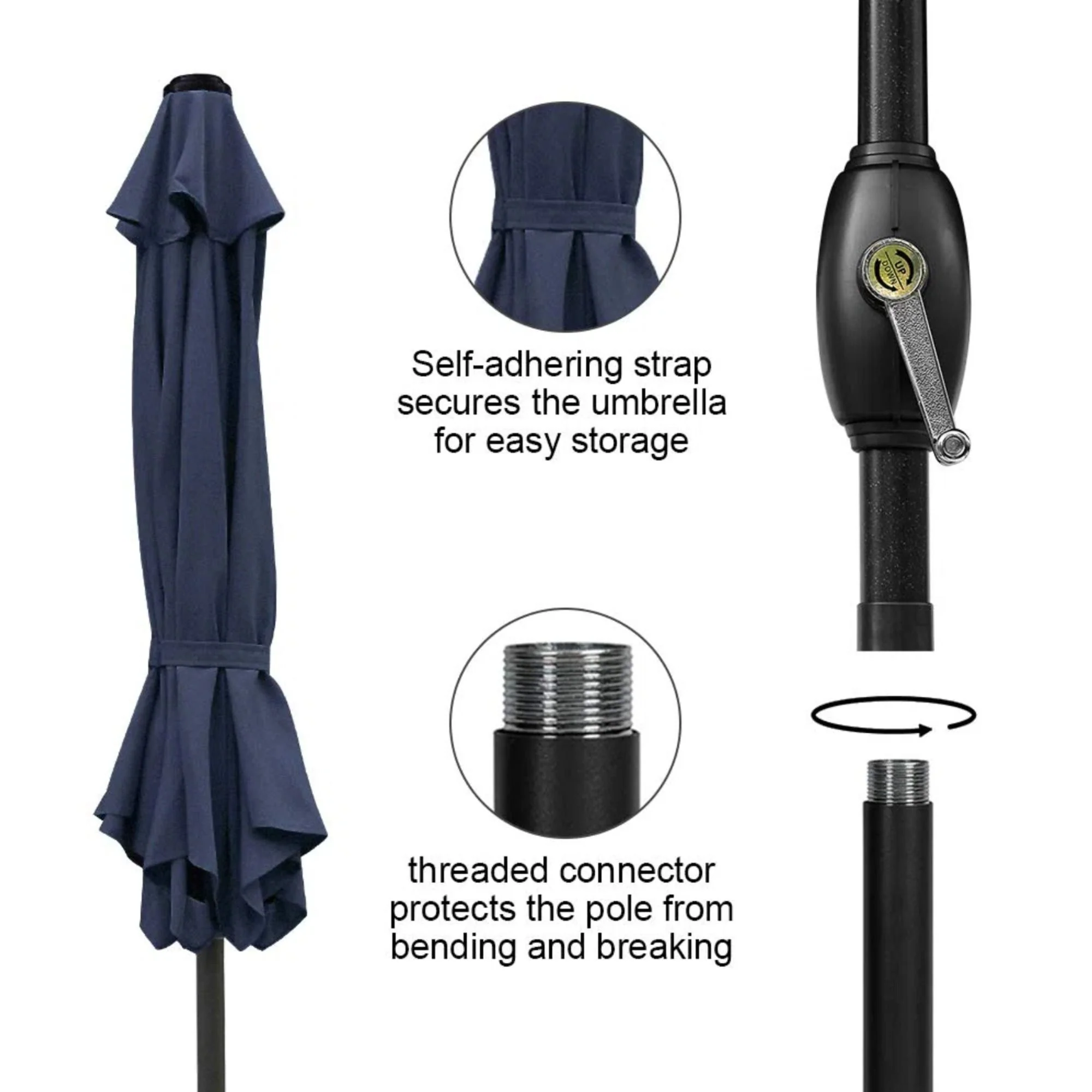 Umbrella With Crank Lift & Tilt, UV-Resistant Canopy For Patio - Image 30