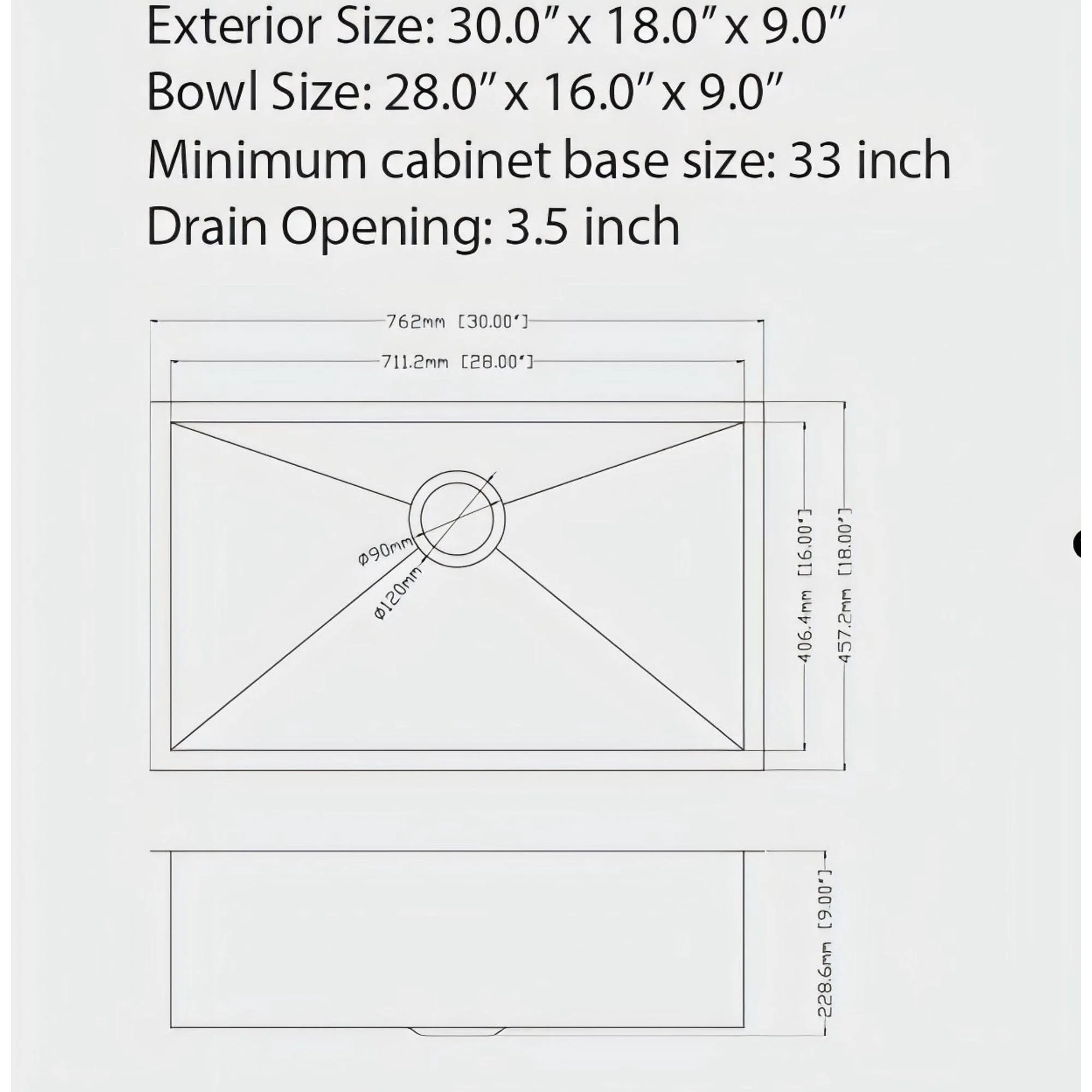 Undermount Kitchen Sink 16 Gauge Single Bowl Stainless Steel - Image 7