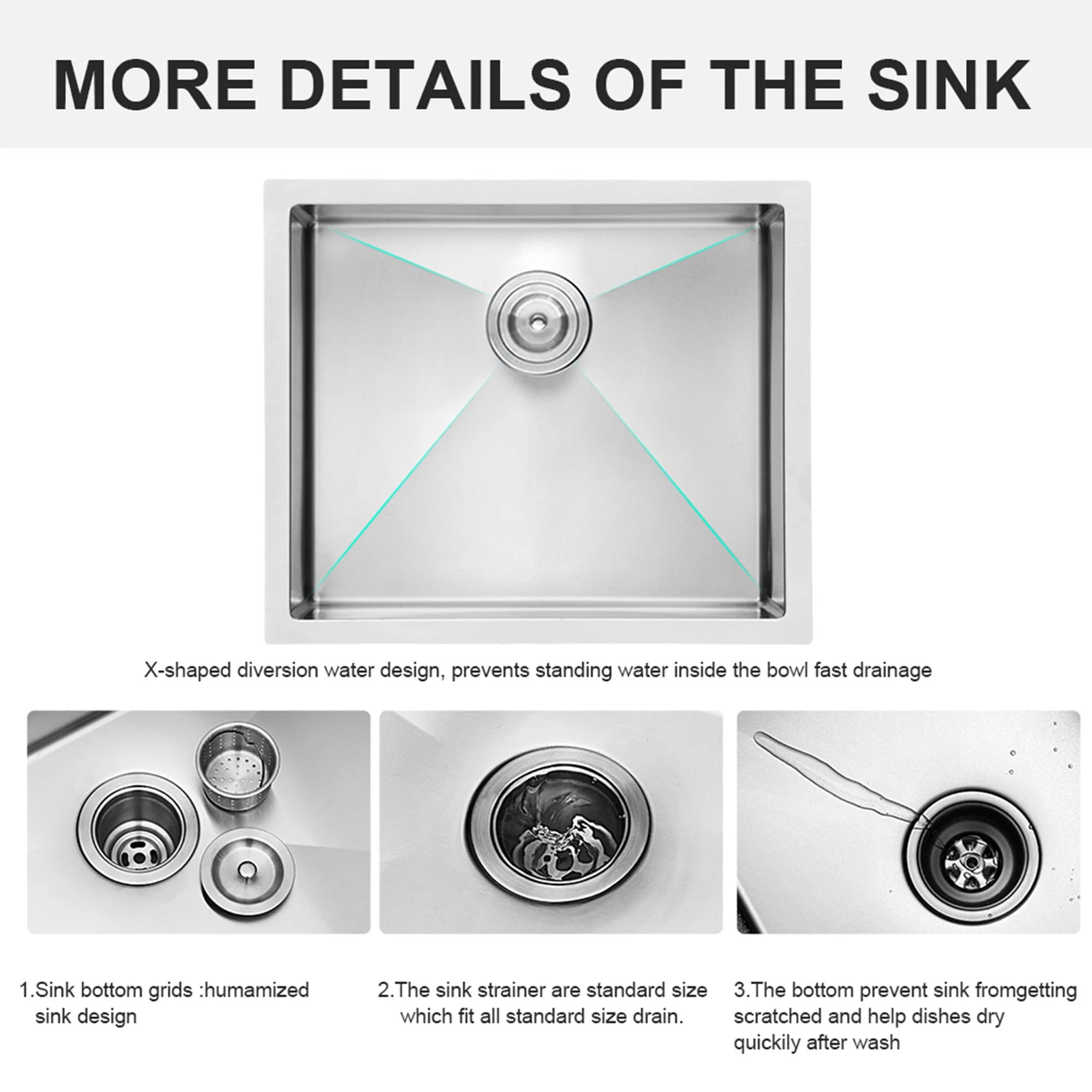 Undermount Stainless Steel Kitchen Sink, Deep Single Bowl Basin - Image 26