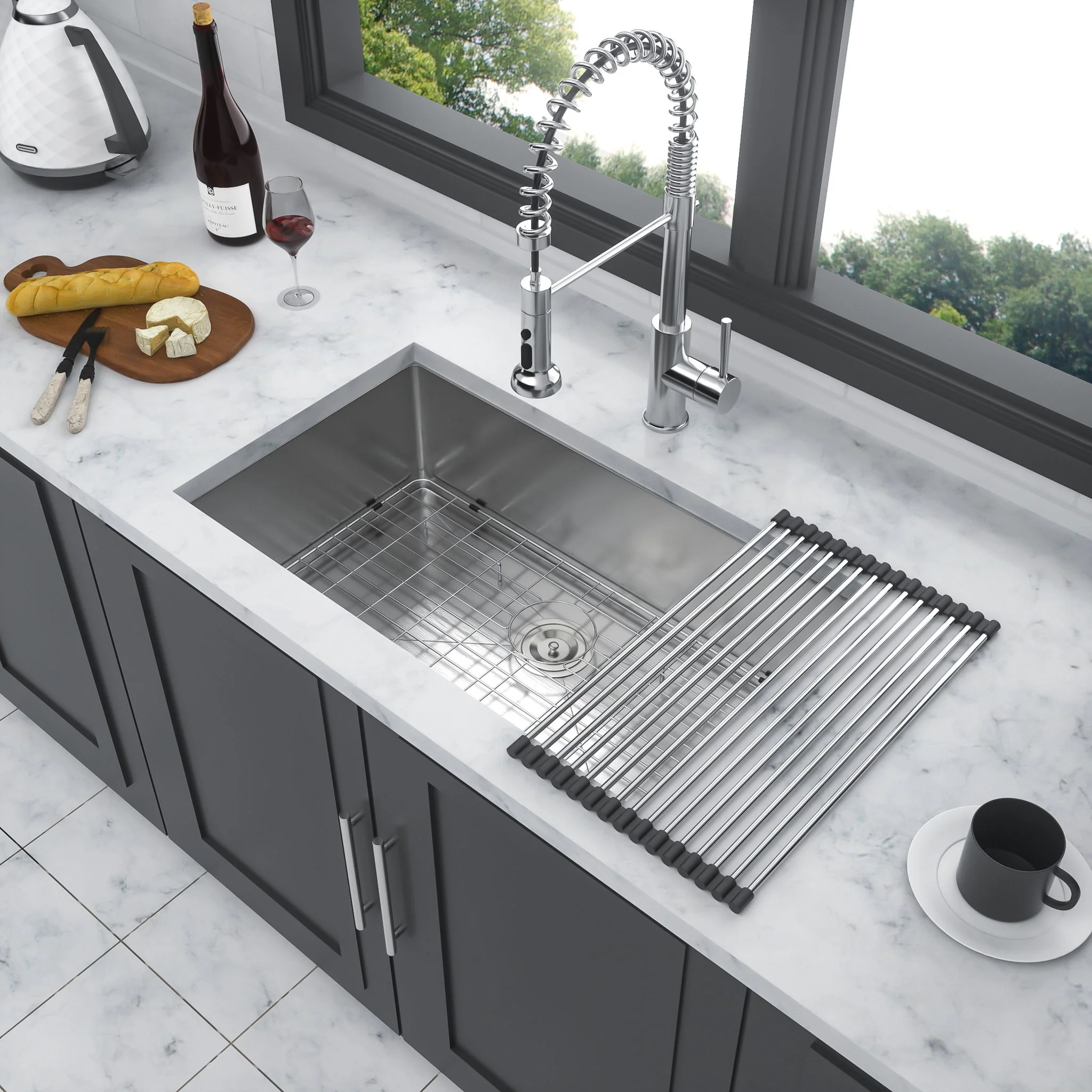 Undermount Steel Kitchen Sink, Deep Single Bowl Basin - Image 15