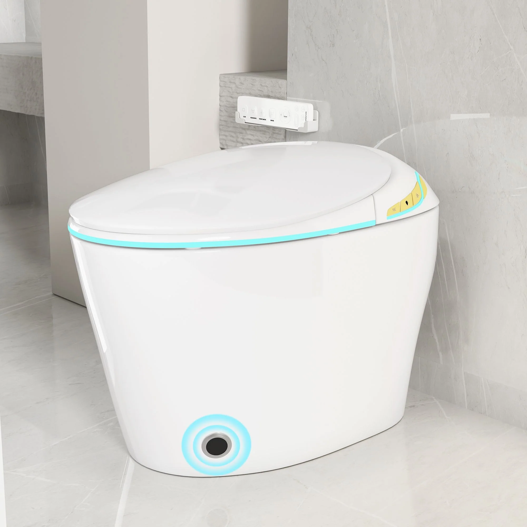 Unique Smart Toile With Built In Bidet, Auto Open / Close Seat, Foot Sensor, LED Display, Night Light, Warm Water & Dryer Ceramic - Image 18