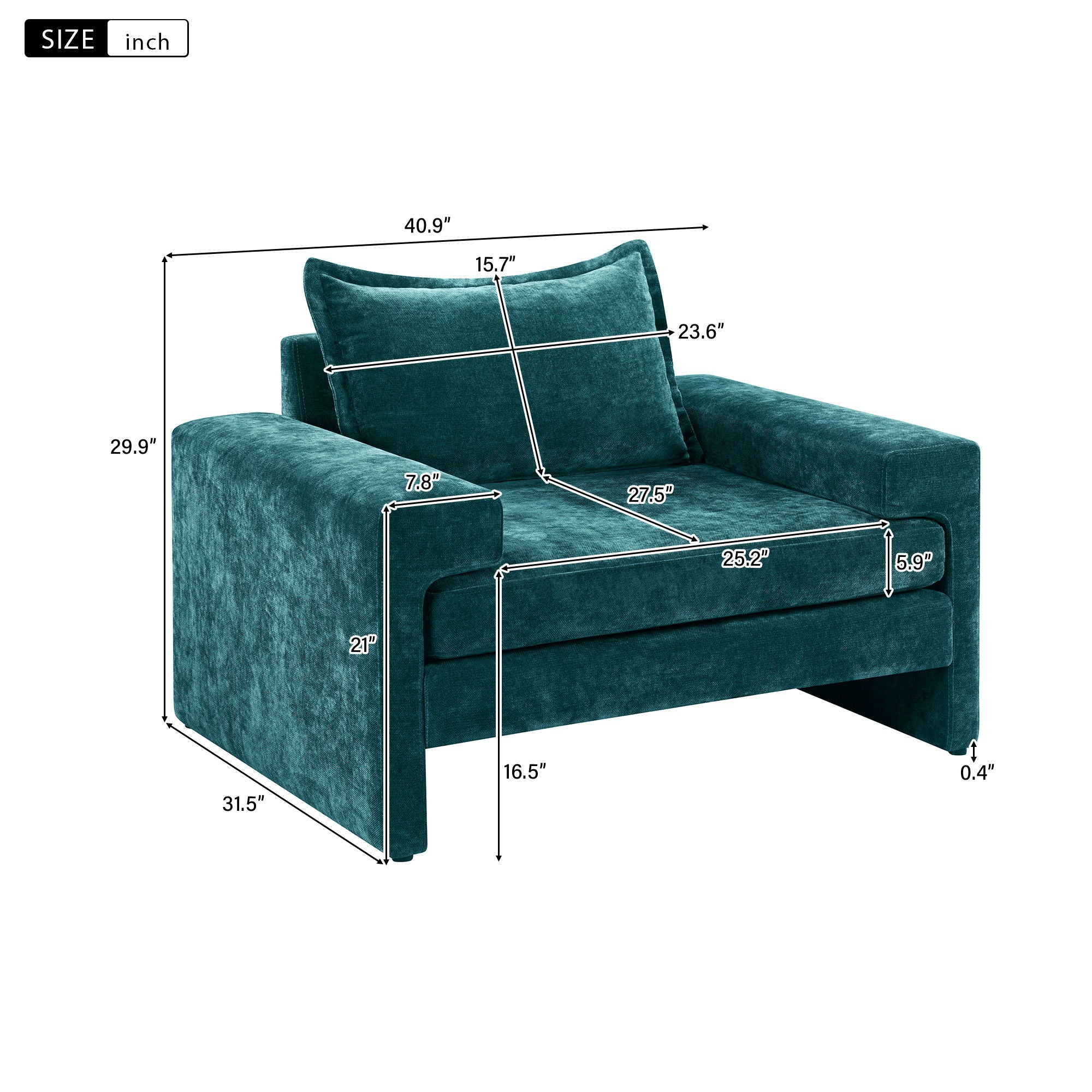 Upholstered Accent Chair With Wide Armrests And Ergonomic Back Support - Image 6