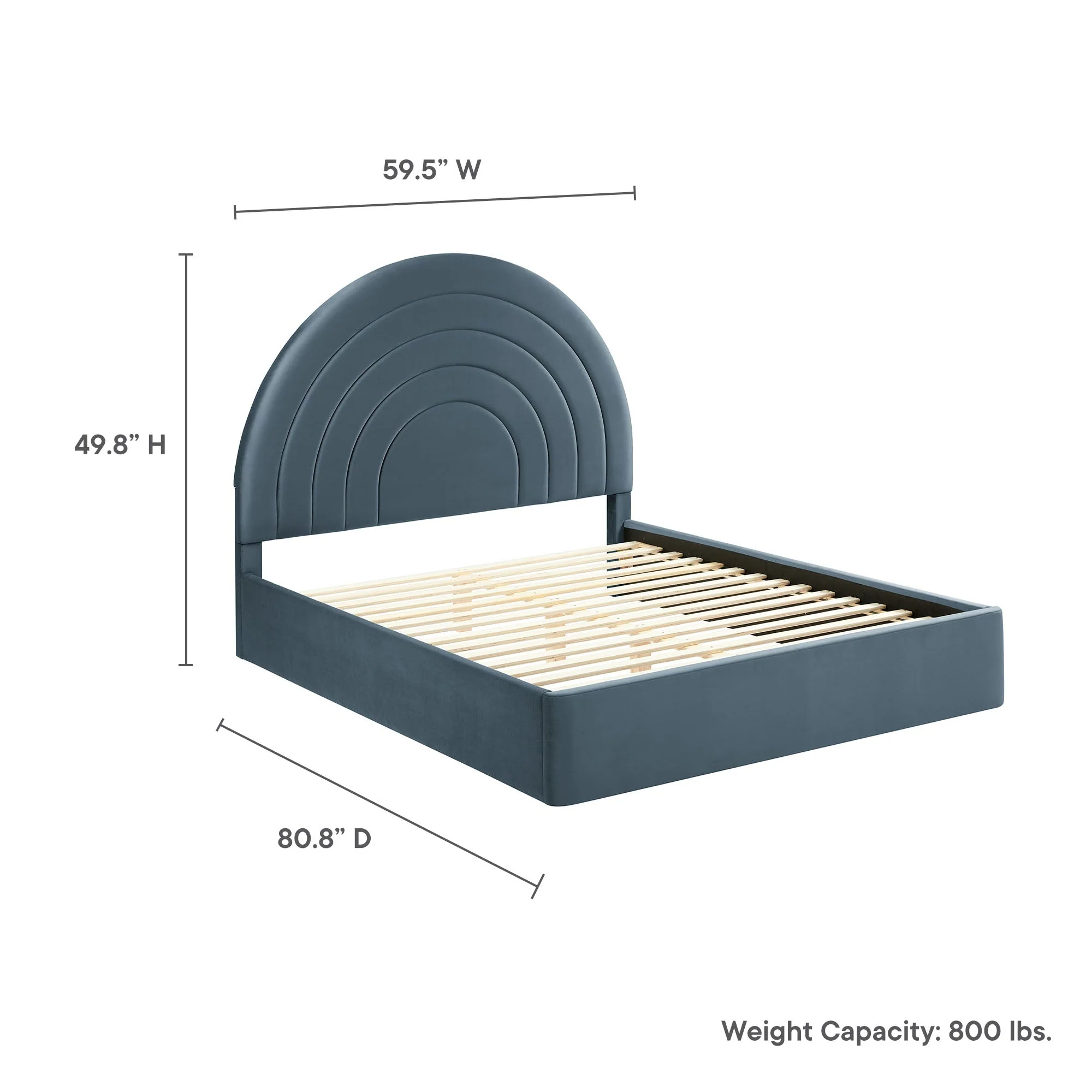 Upholstered Arched Platform Bed with Layered Headboard - Image 38