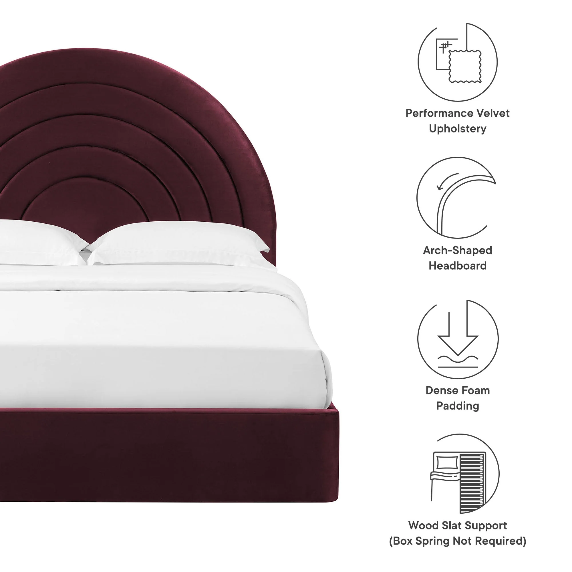 Upholstered Arched Platform Bed with Layered Headboard - Image 42